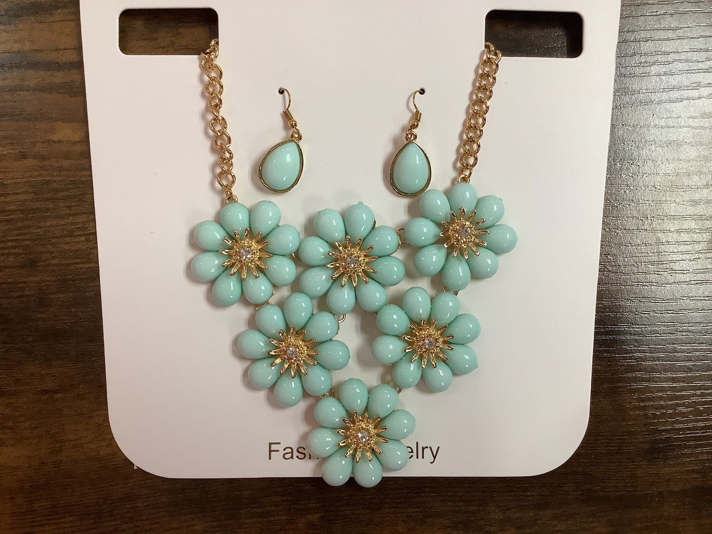 Mint Green Floral Necklace Set