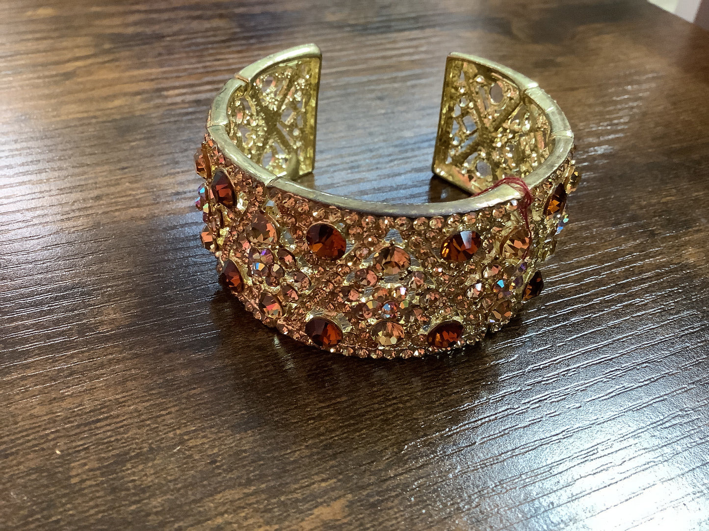 Gold Bracelet with Brown Stones