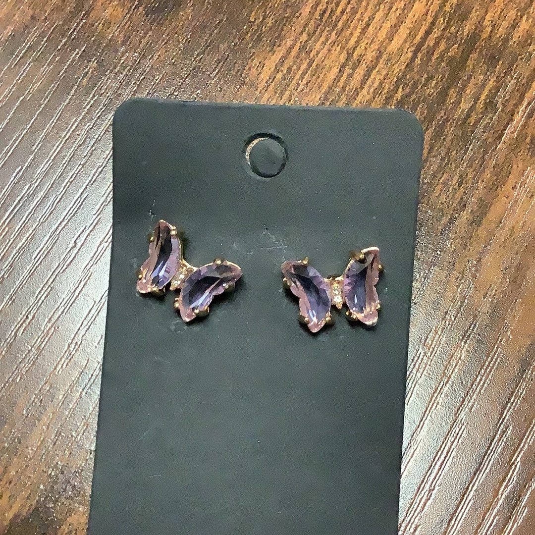 Purple Butterfly Studs