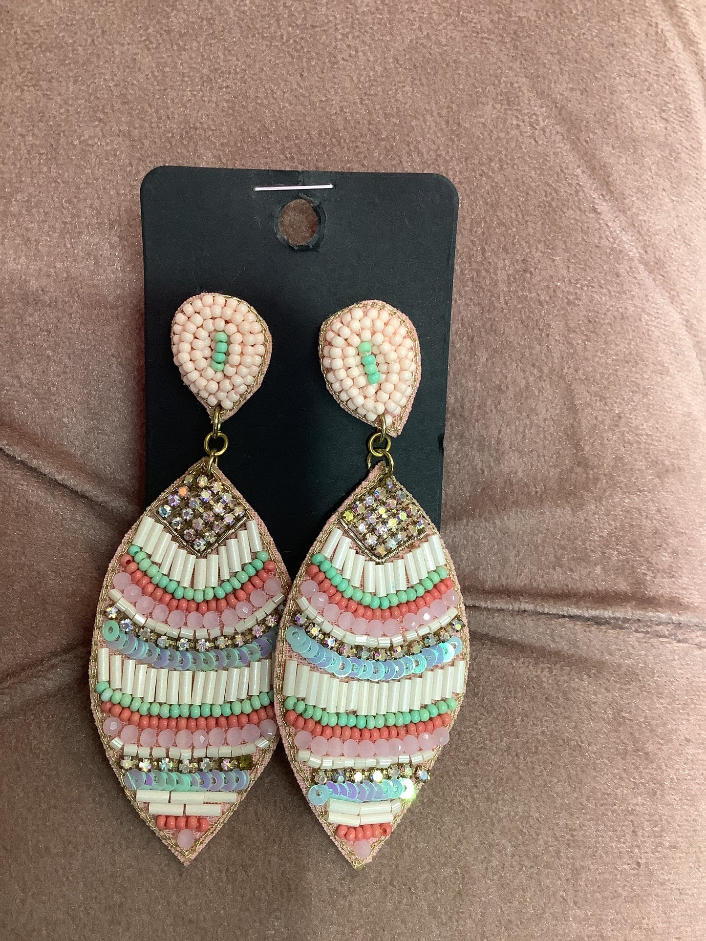 Pink Feather Earring