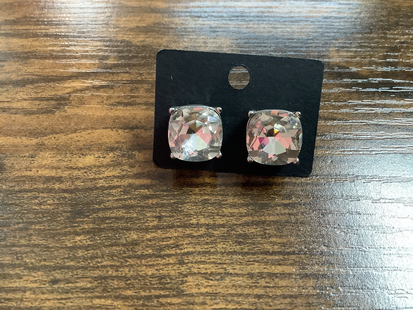 Clear Square Stud Earrings