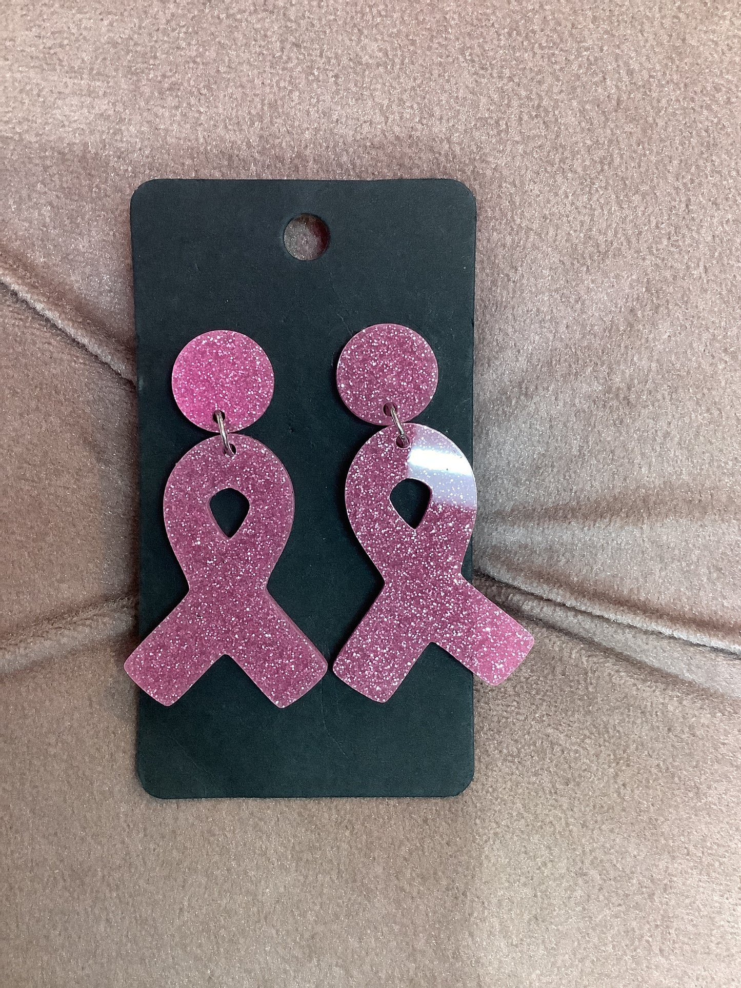 Pink Cancer Ribbon Earrings
