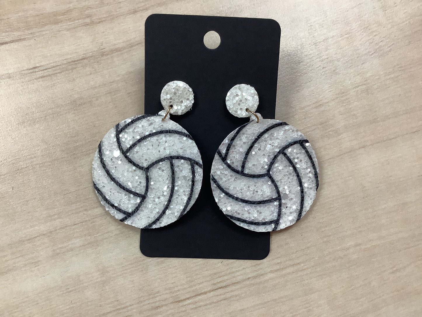Acrylic Glitter Soccer Earrings