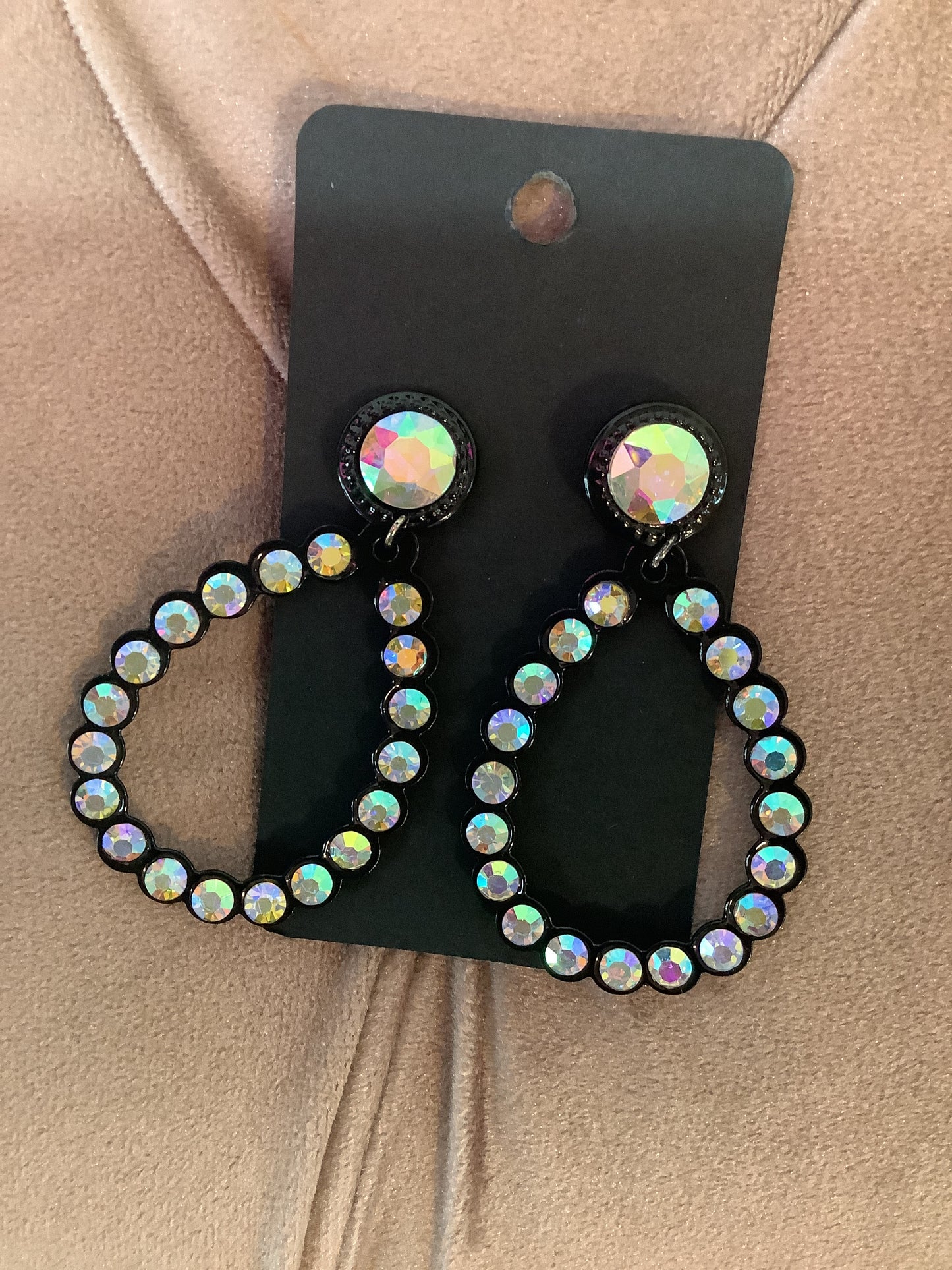 Black Iridescent Stone Earrings