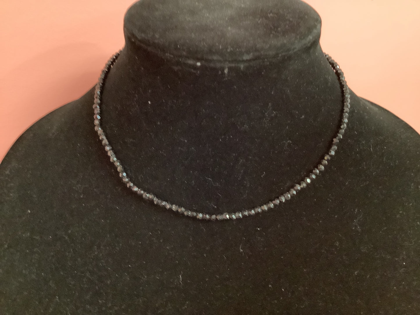 Black Rondelle Beaded Necklace