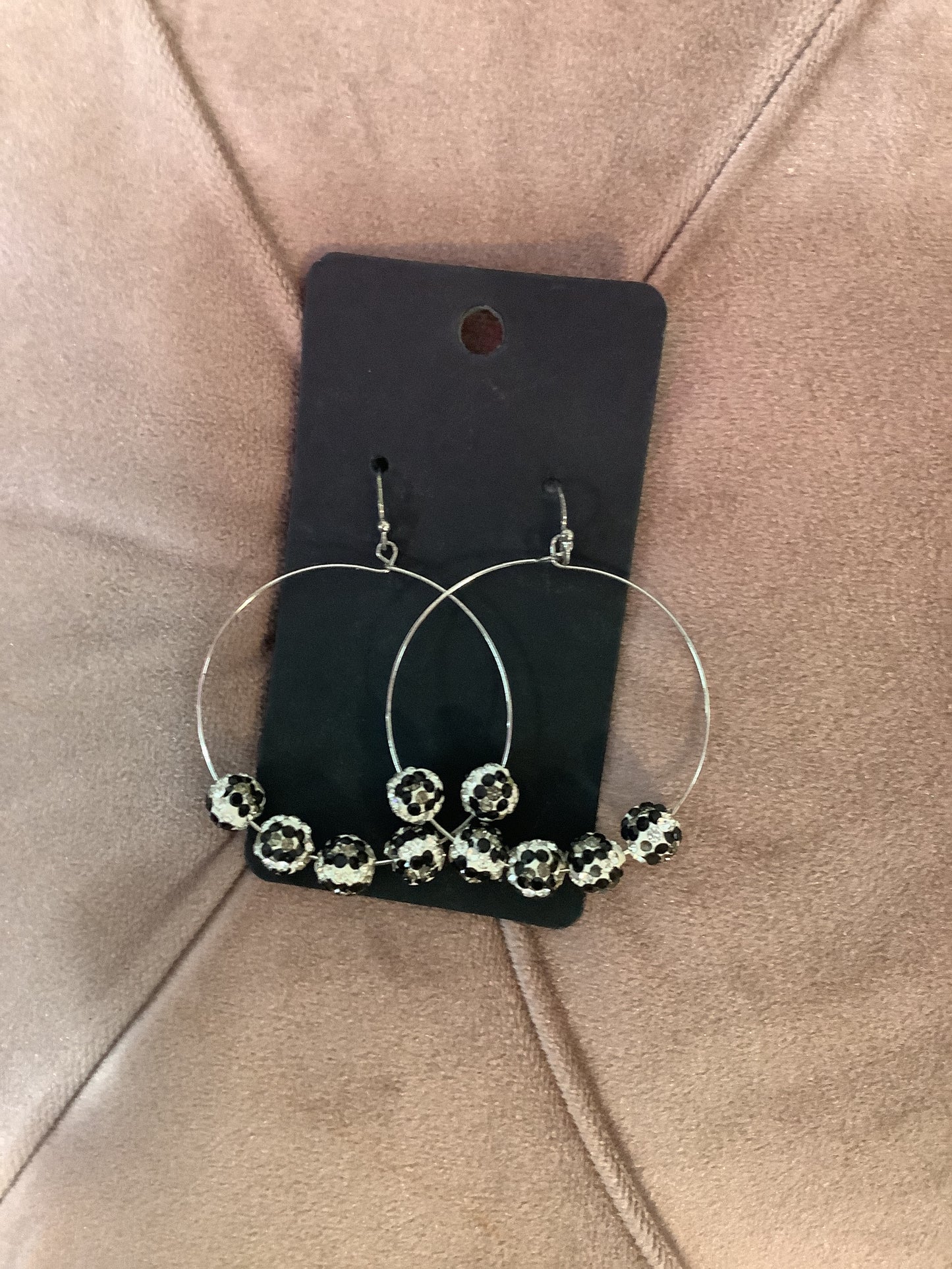 Grey Cheetah Bead Earrings