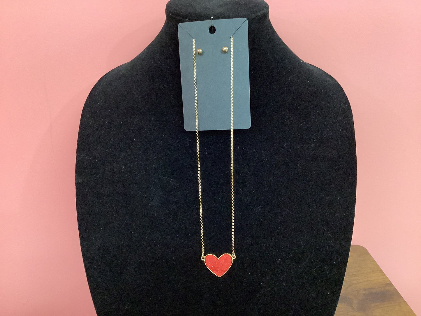 Gold Chain with Red Heart