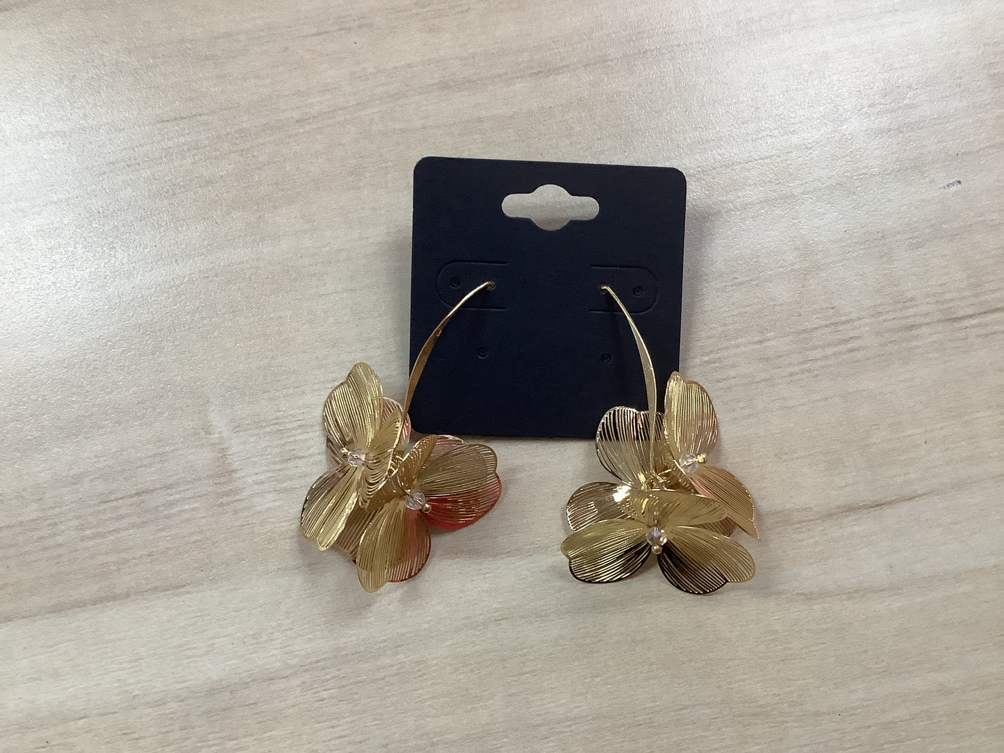 Gold Dangle Flower Earrings