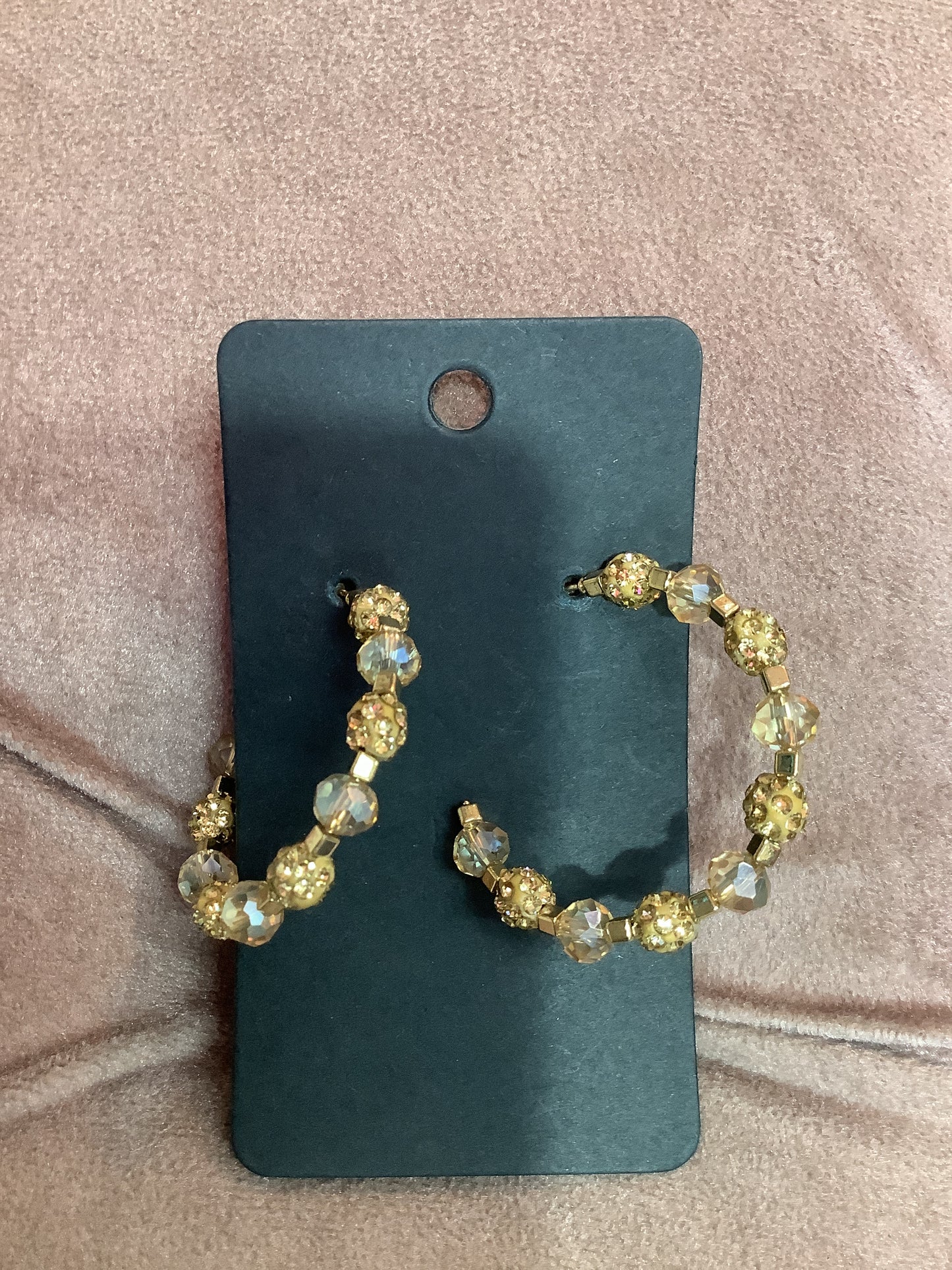 Round Beaded Earrings with Diamonds