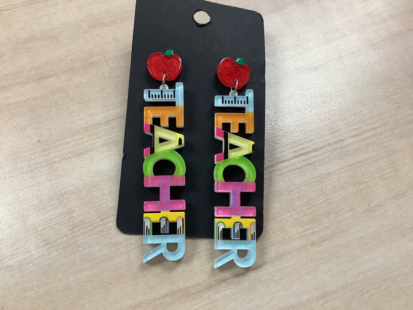 Teacher with Apple Earrings