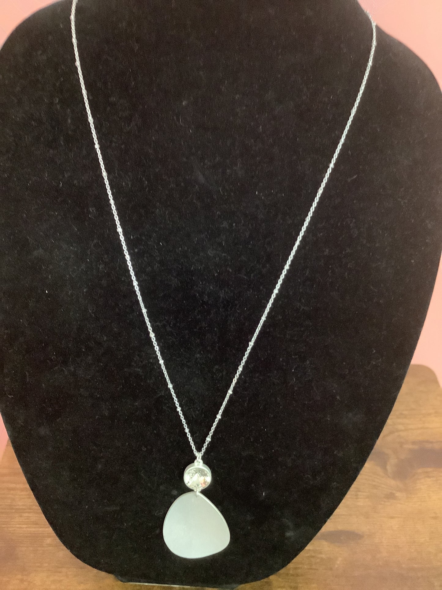 Silver Chain Necklace with Clear Pendant