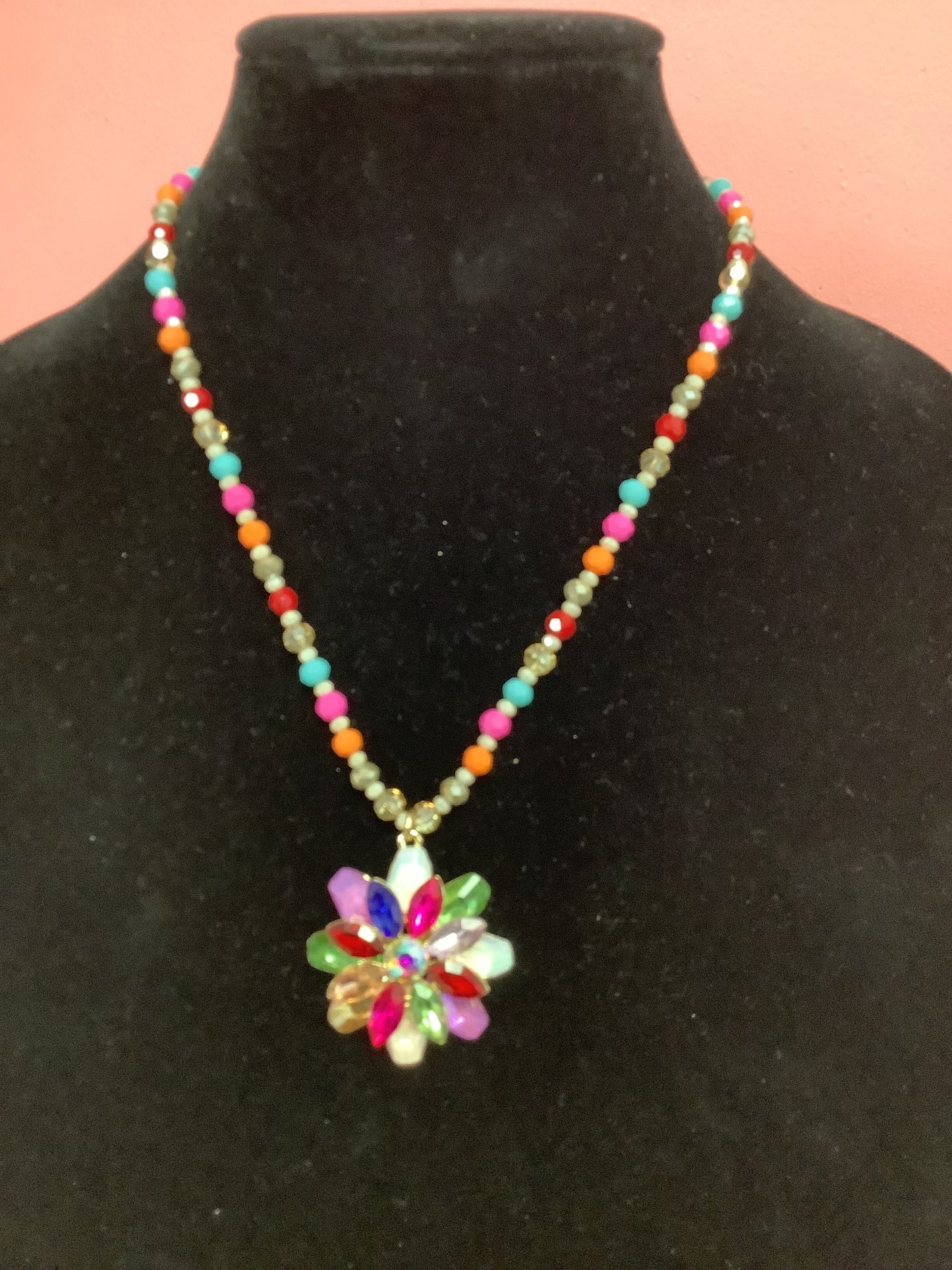 Multi Colored Flower Necklace