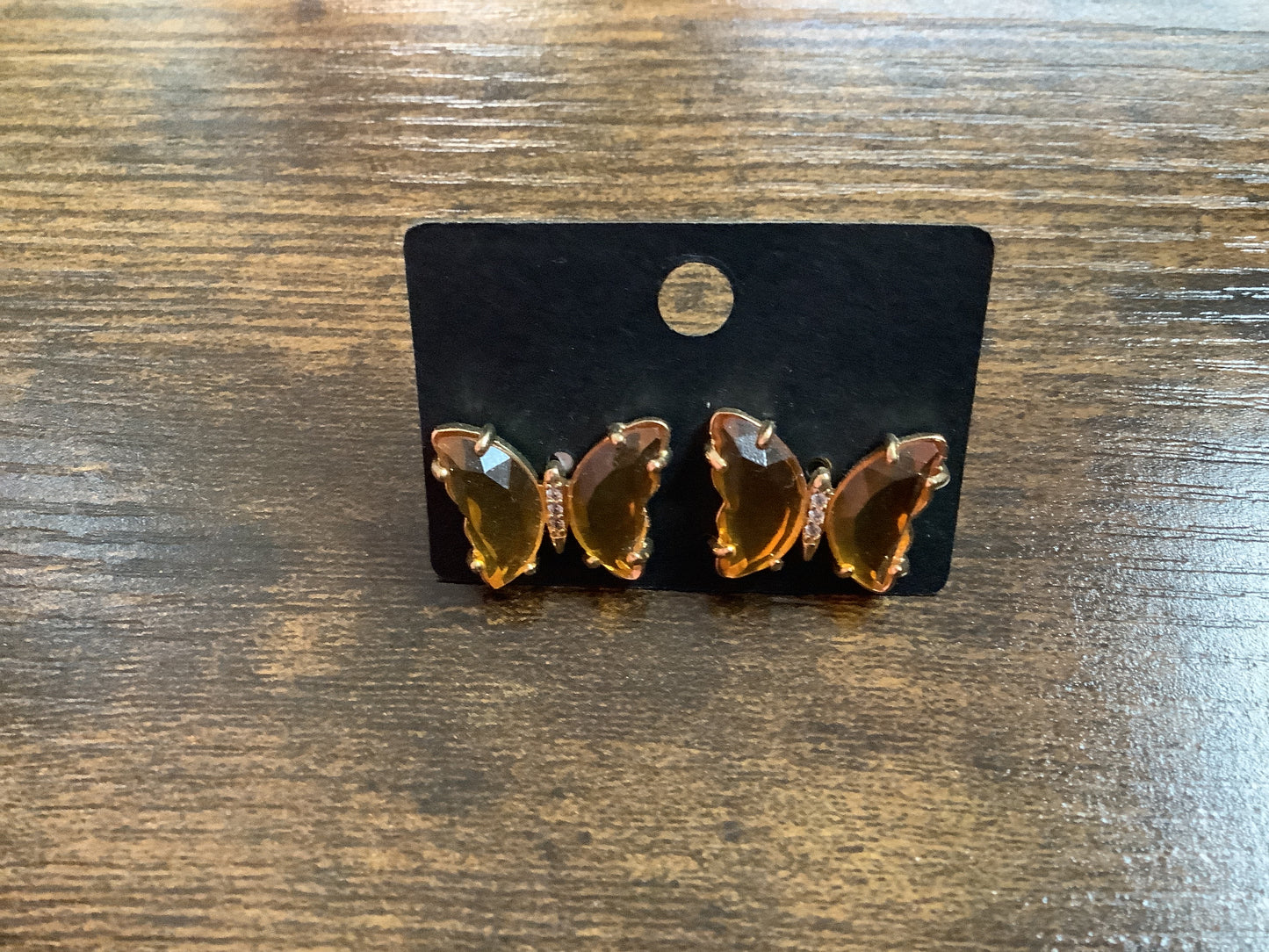 Orange Stud Butterfly Earrings