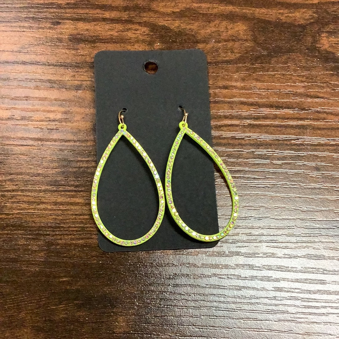 oval yellow neon earrings