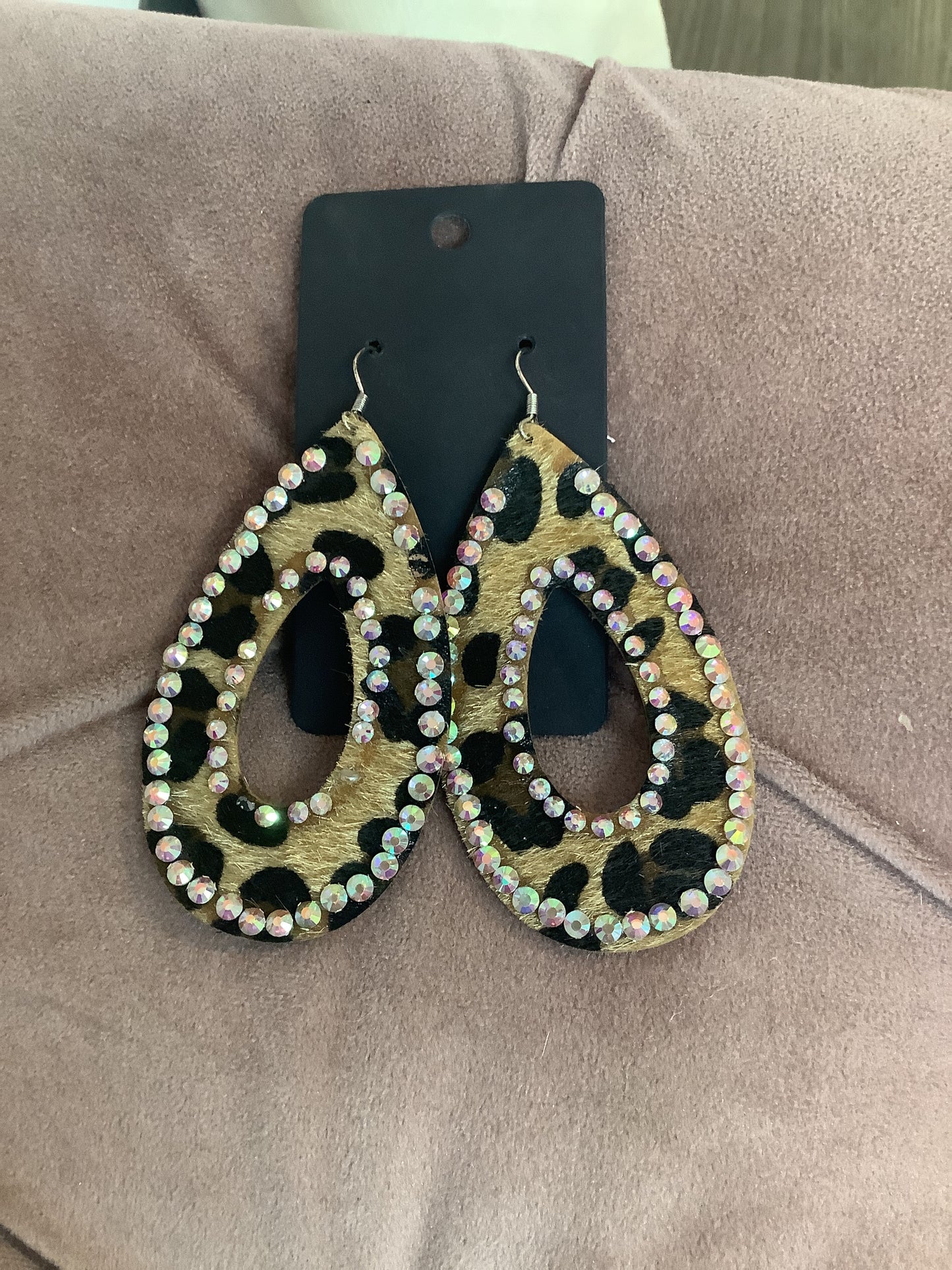 Cheetah Felt Bling Earrings