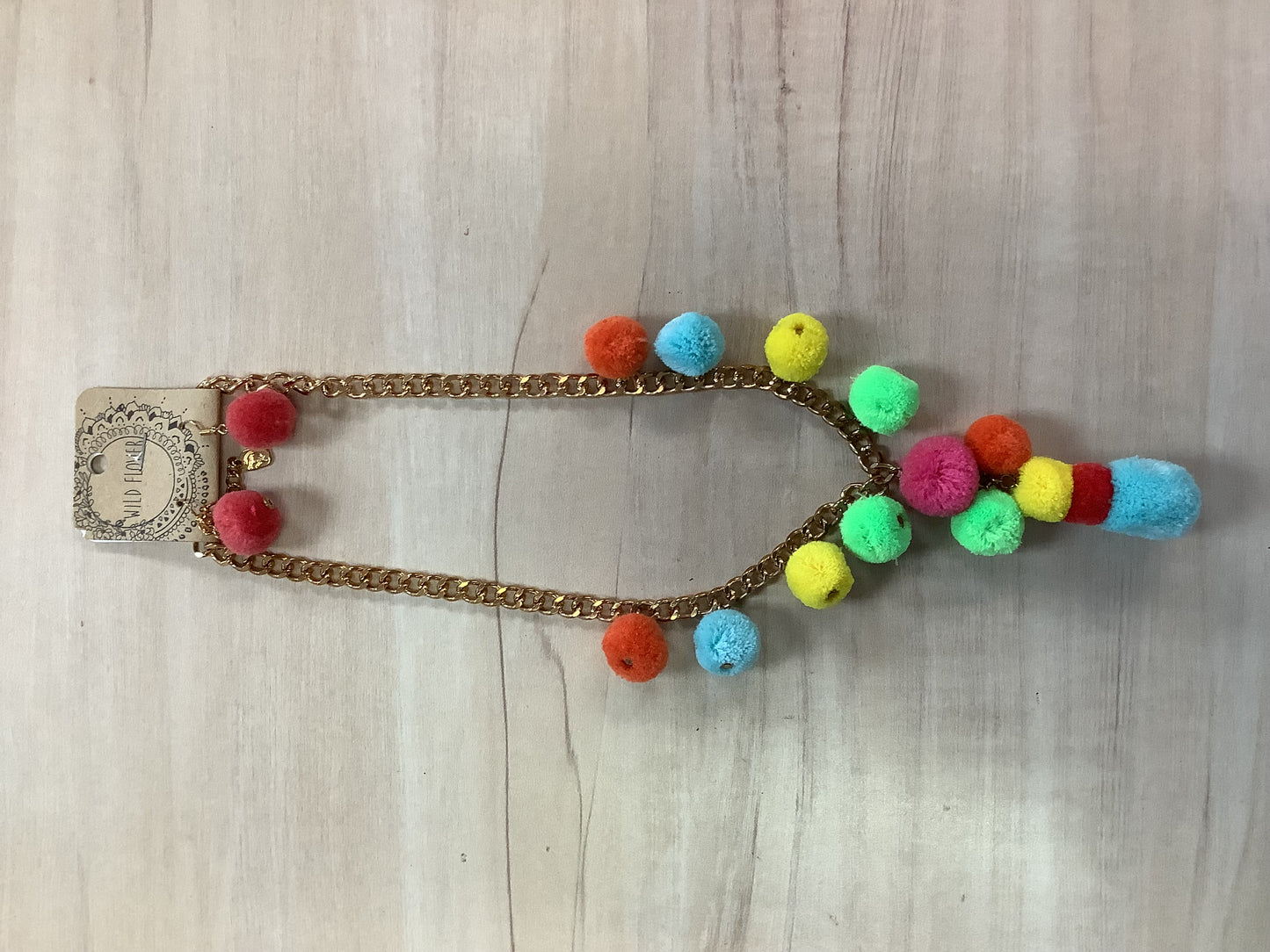 Multi color Fuzzy ball necklace
