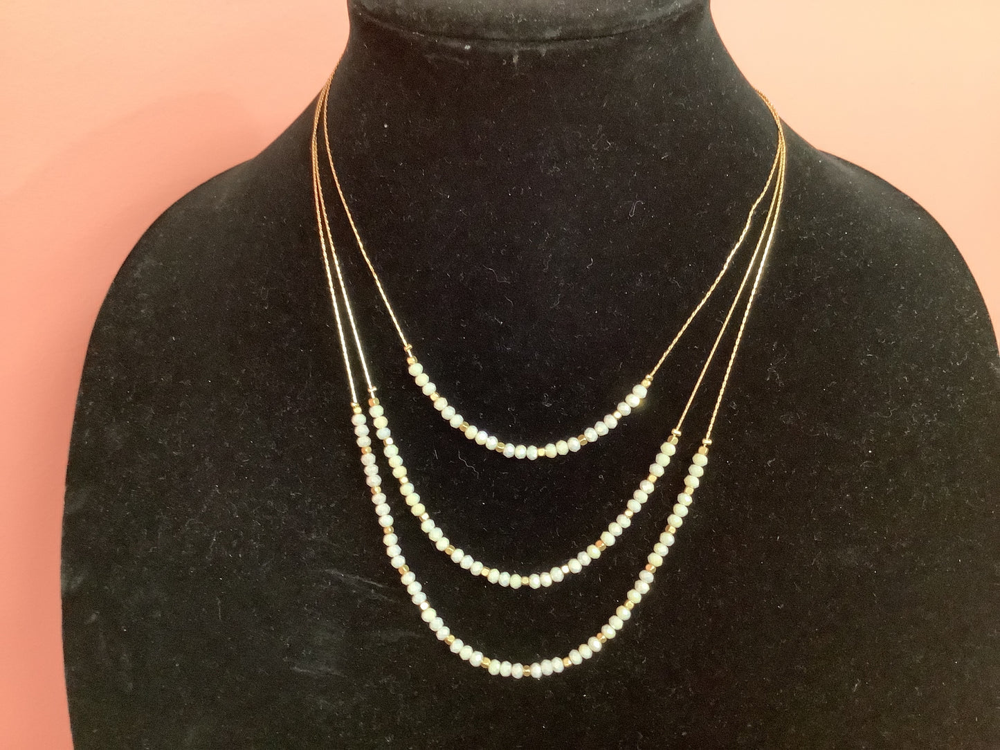 Triple Beaded Rondelle Necklace