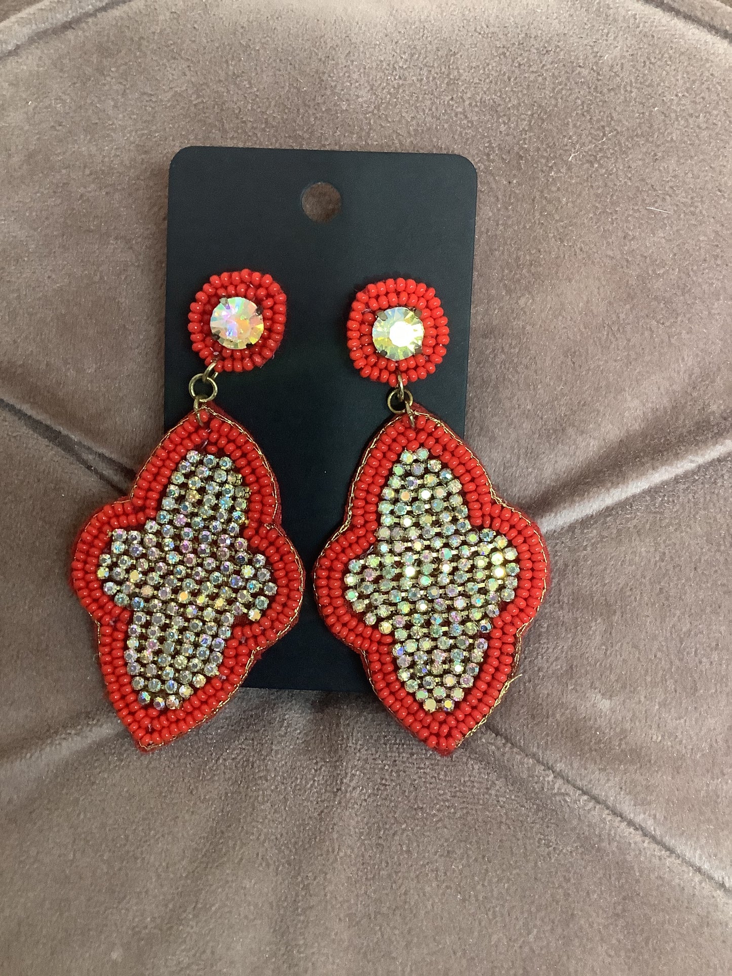 Diamond Red Earrings