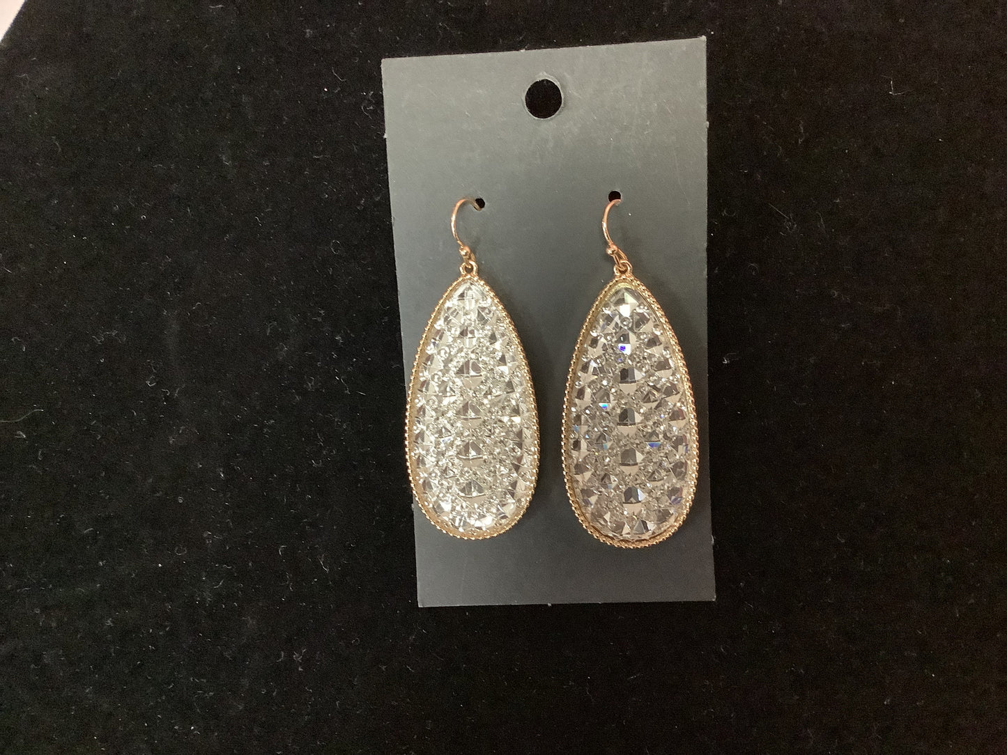 Gold with Silver Stones Earrings
