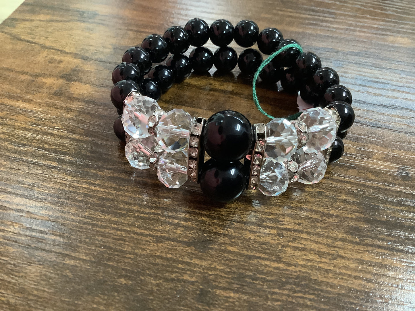 Black and Clear Beaded Bracelet