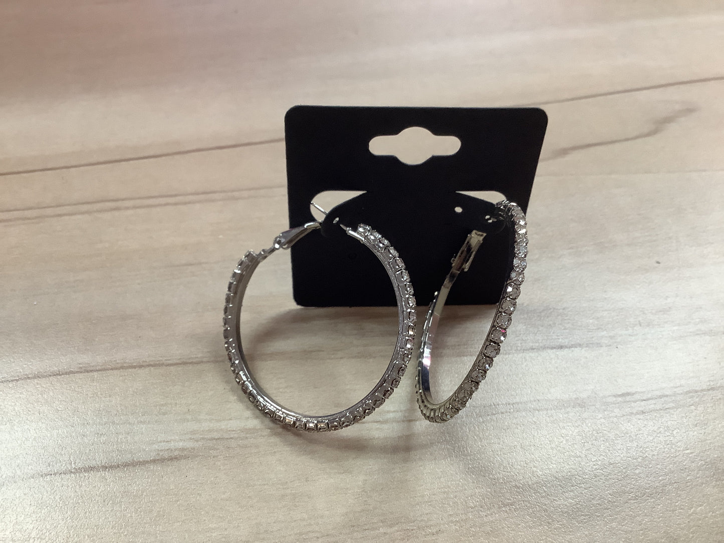 Silver Rhinestone Hoop Earrings