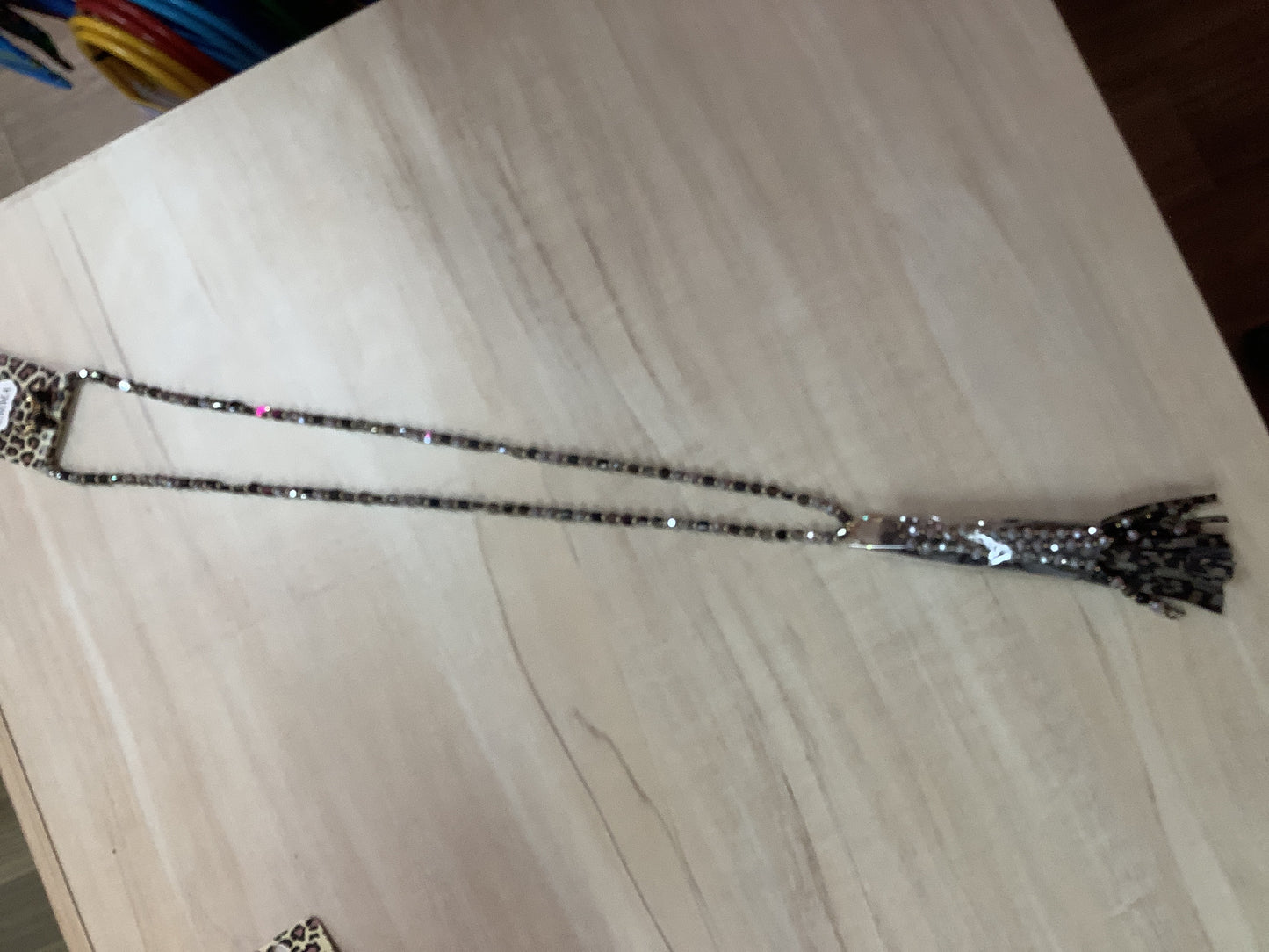 Black and Silver Cowprint Necklace and Earrings