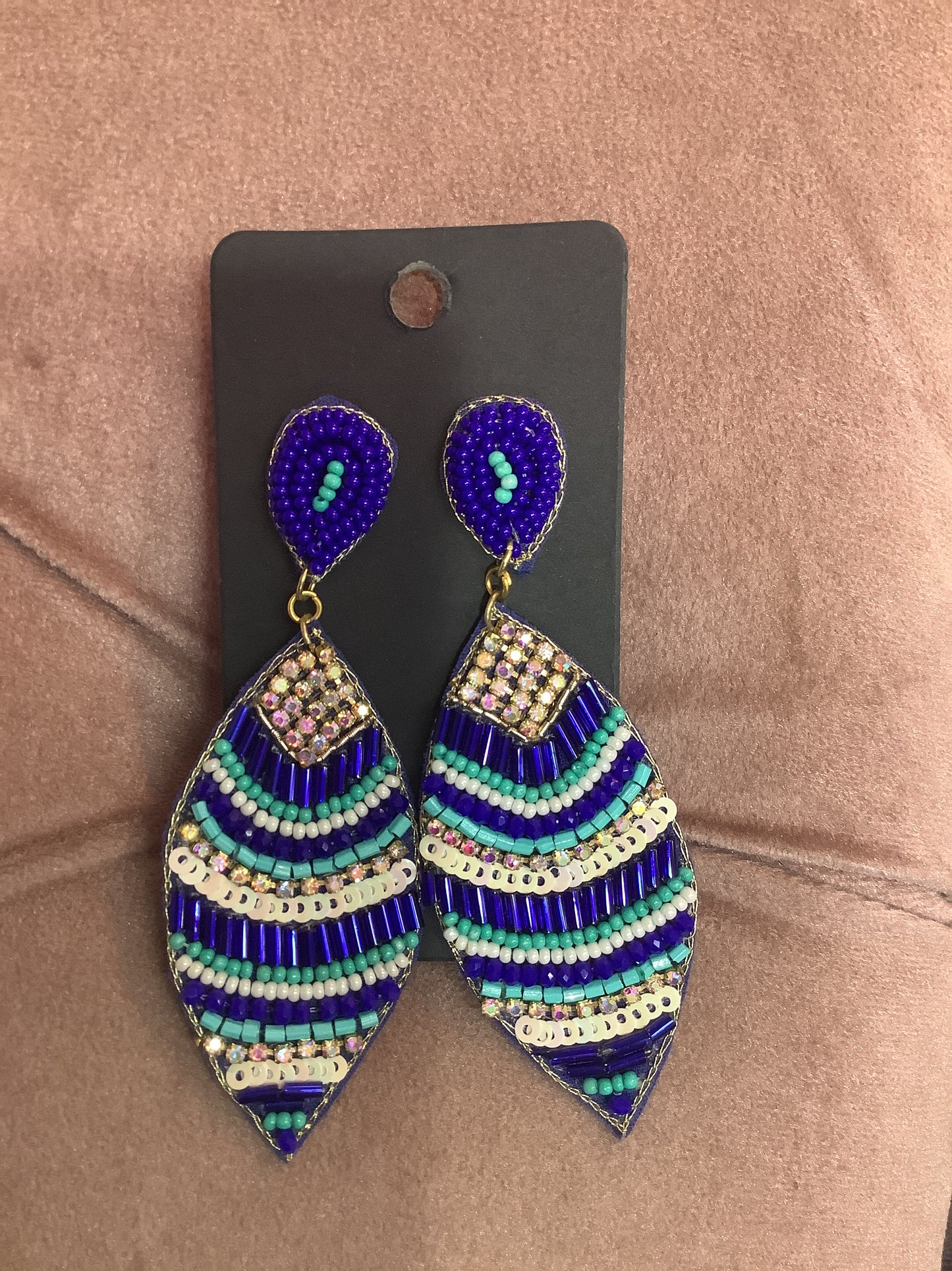 Blue Feather Earrings