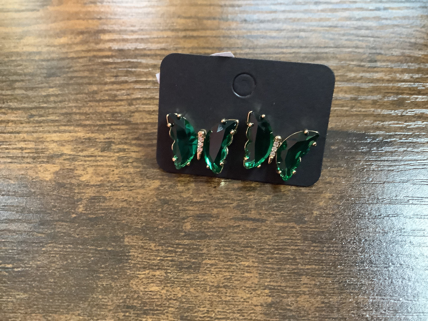 Green Stud Butterfly Earrings