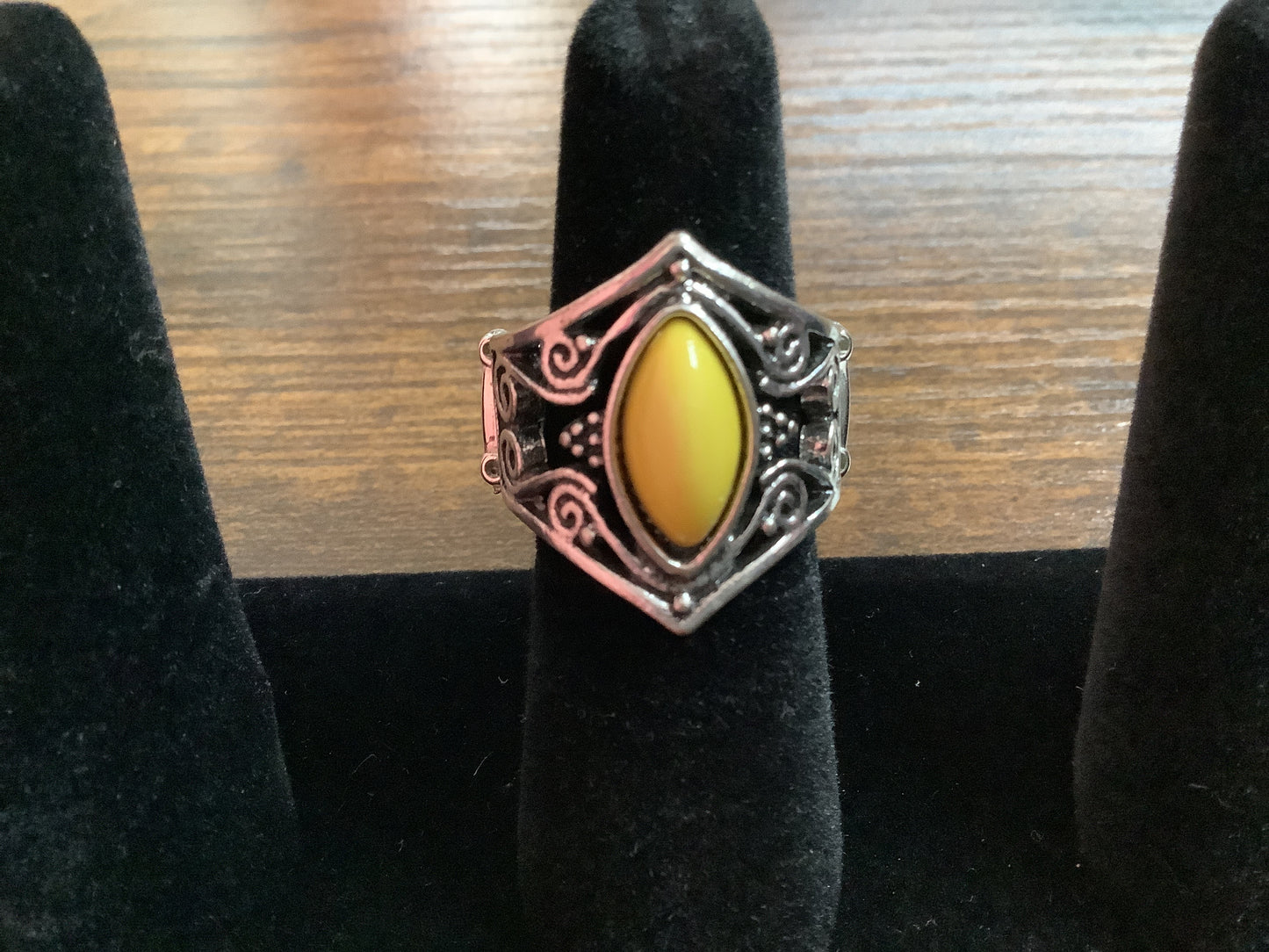 Silver Ring with Yellow Stone