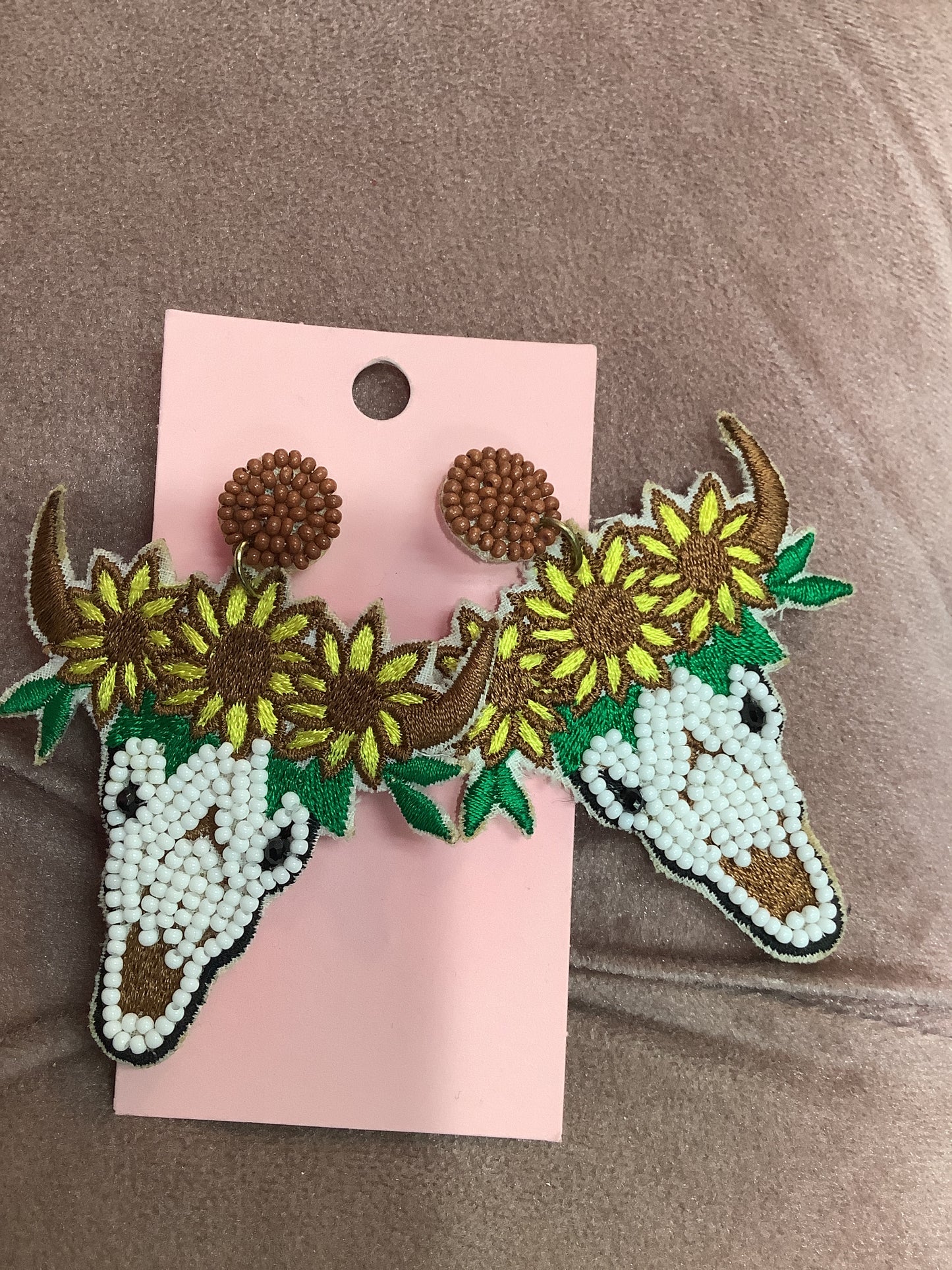 Cow sunflower Earrings