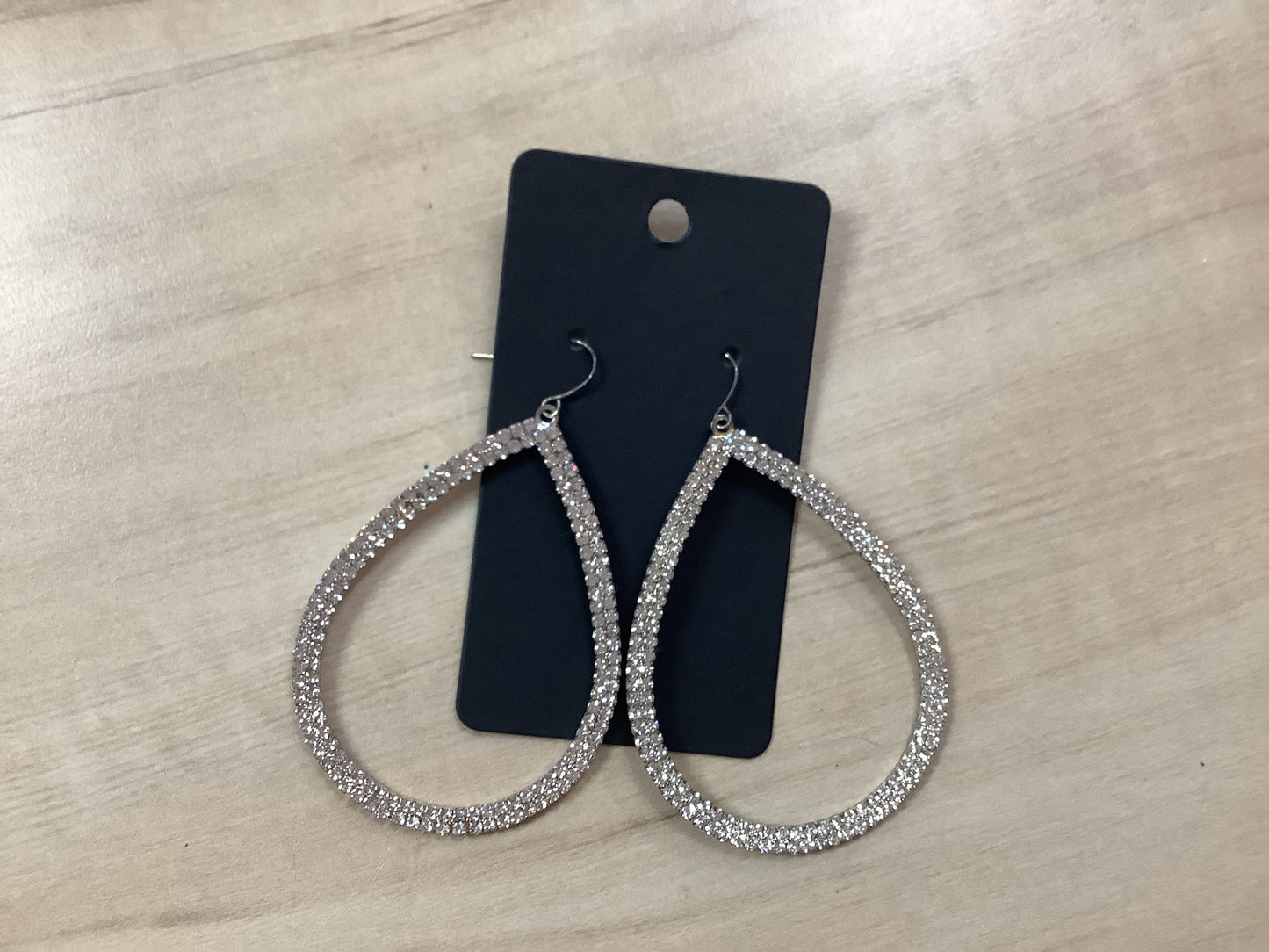 Large Rhinestone Oval Earrings