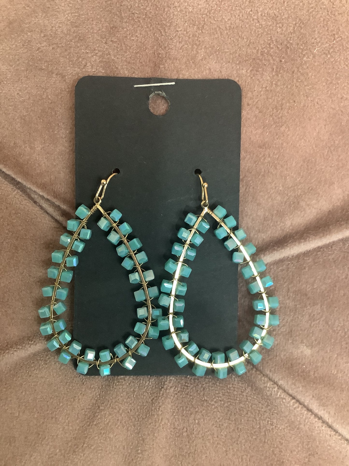 Teal cubed Earrings