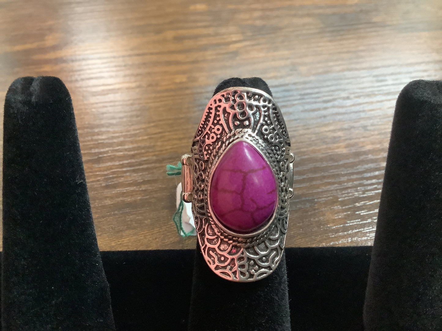 Silver with Burgundy Stone