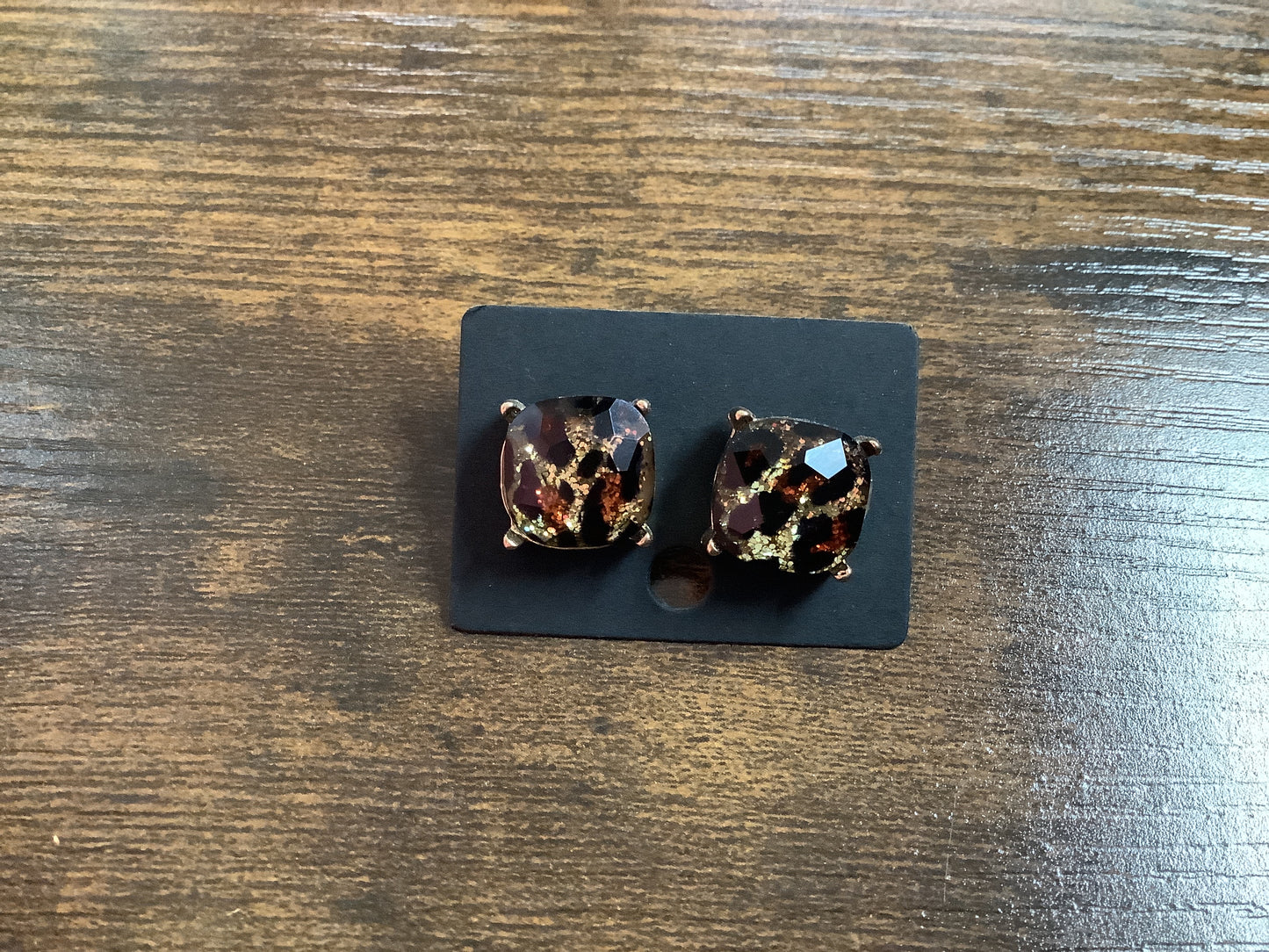 Cheetah Glitter look Stud Earrings