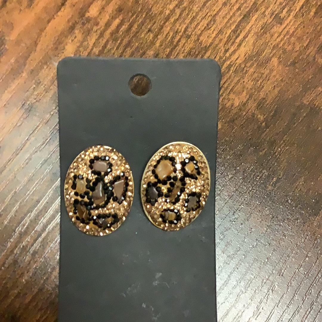 Cheetah Oval Studs