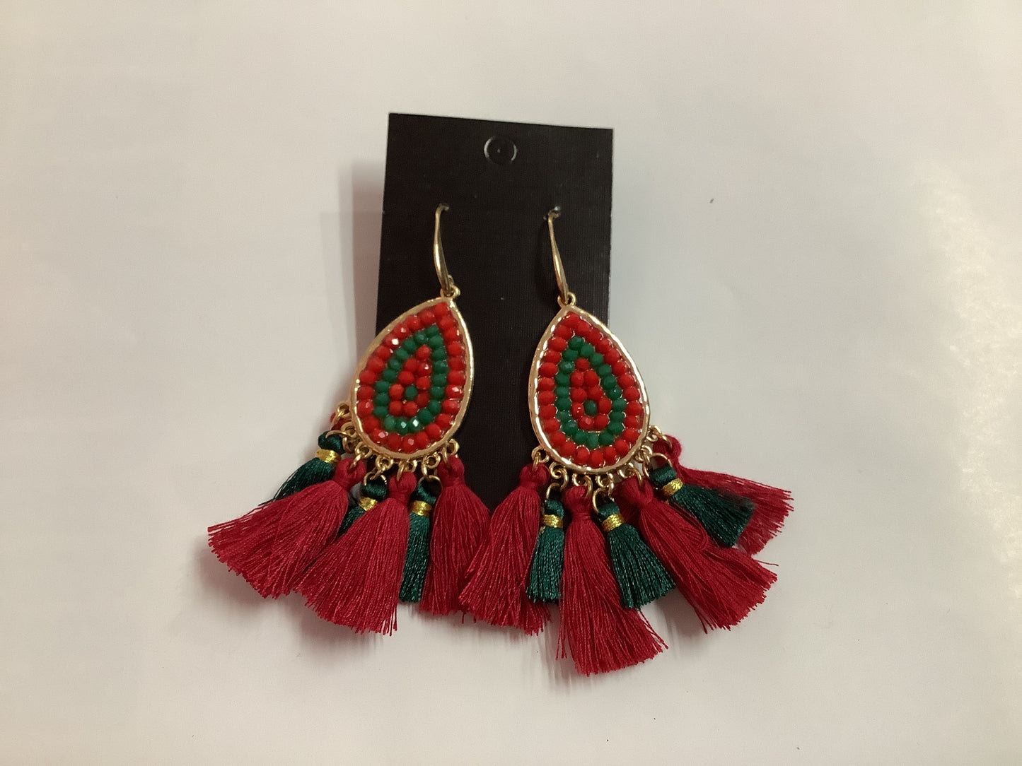 Red and Green Beaded Earrings