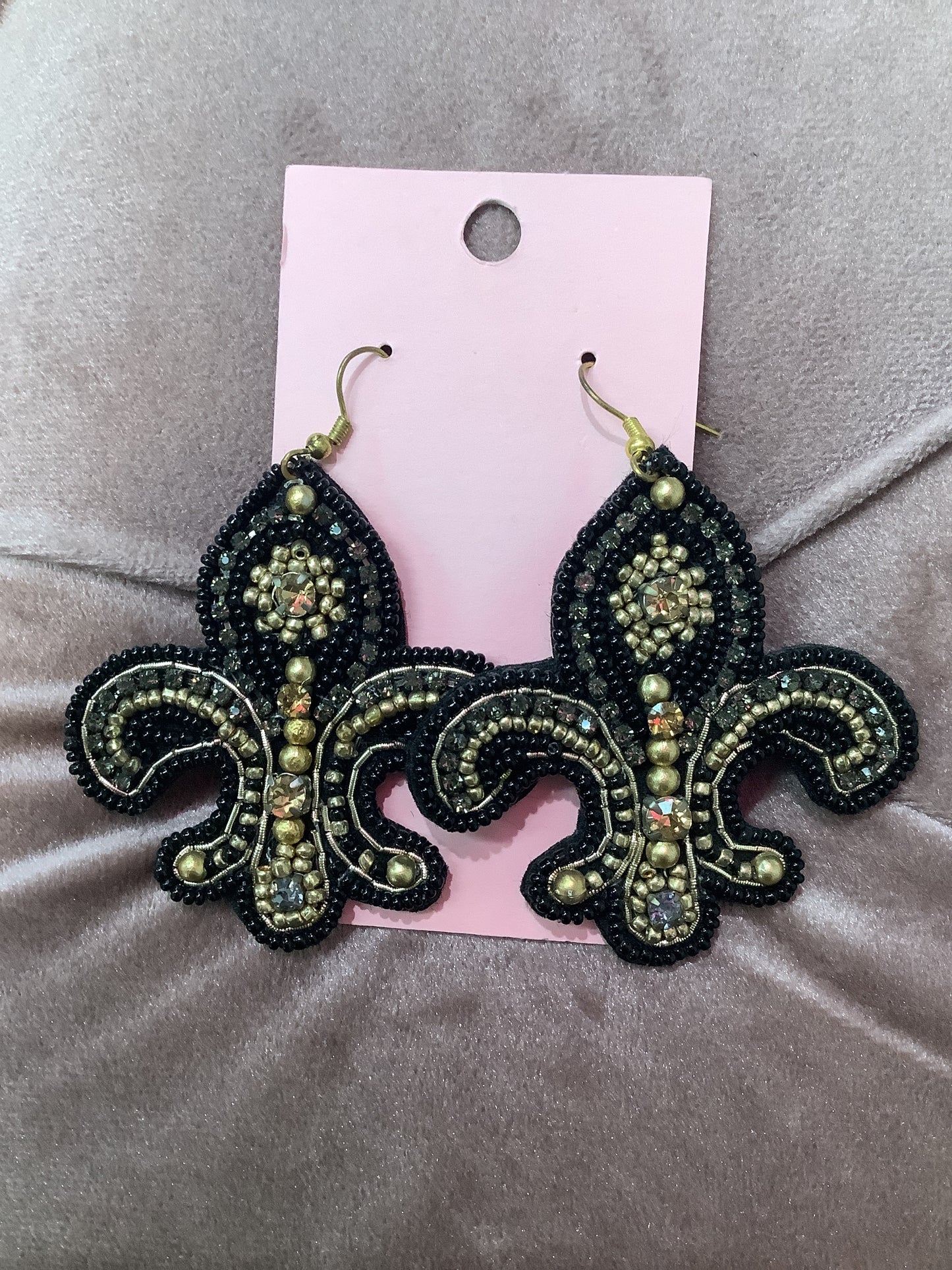Gold Black Earrings