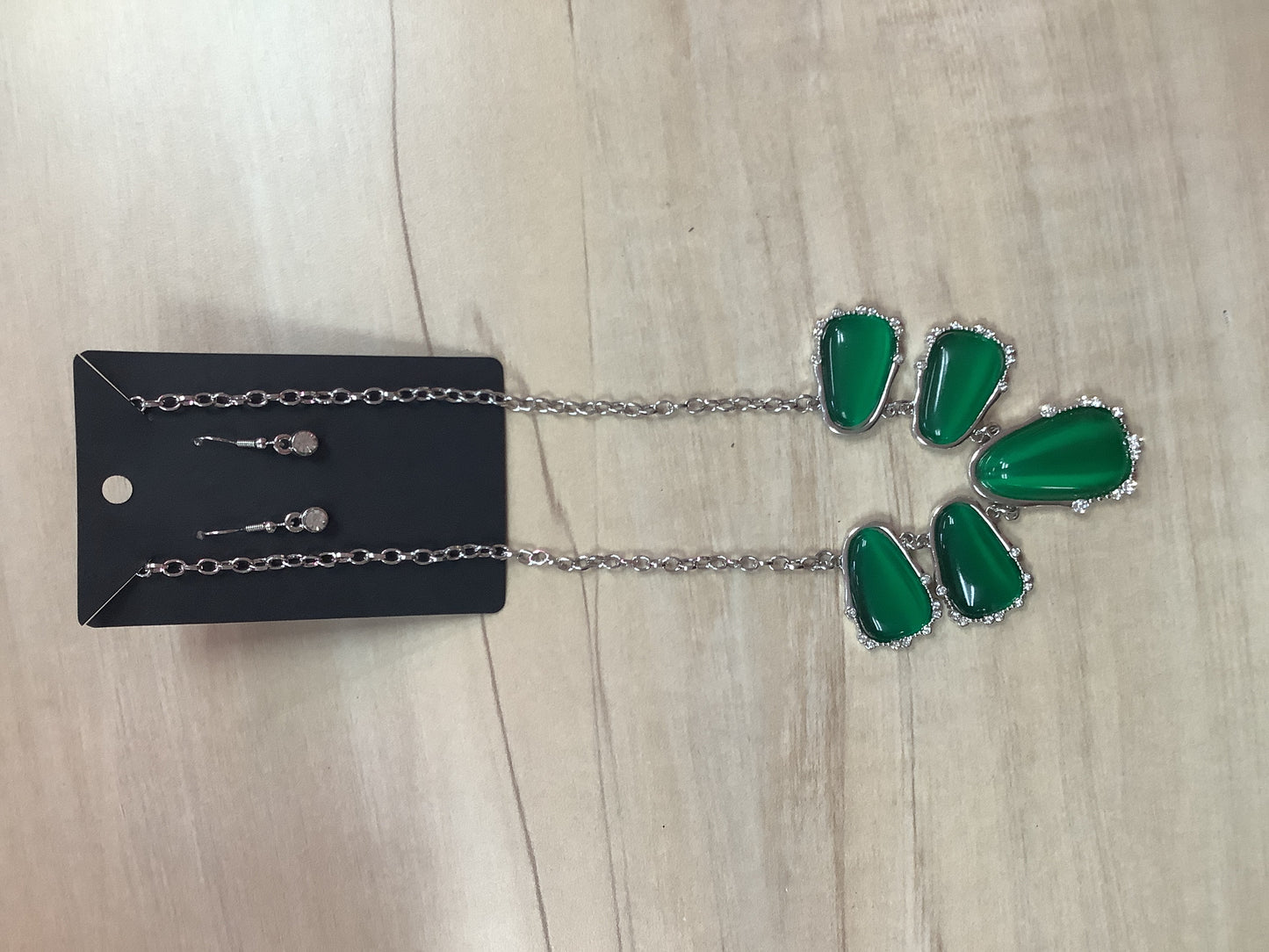 Silver with Green Stone Necklace
