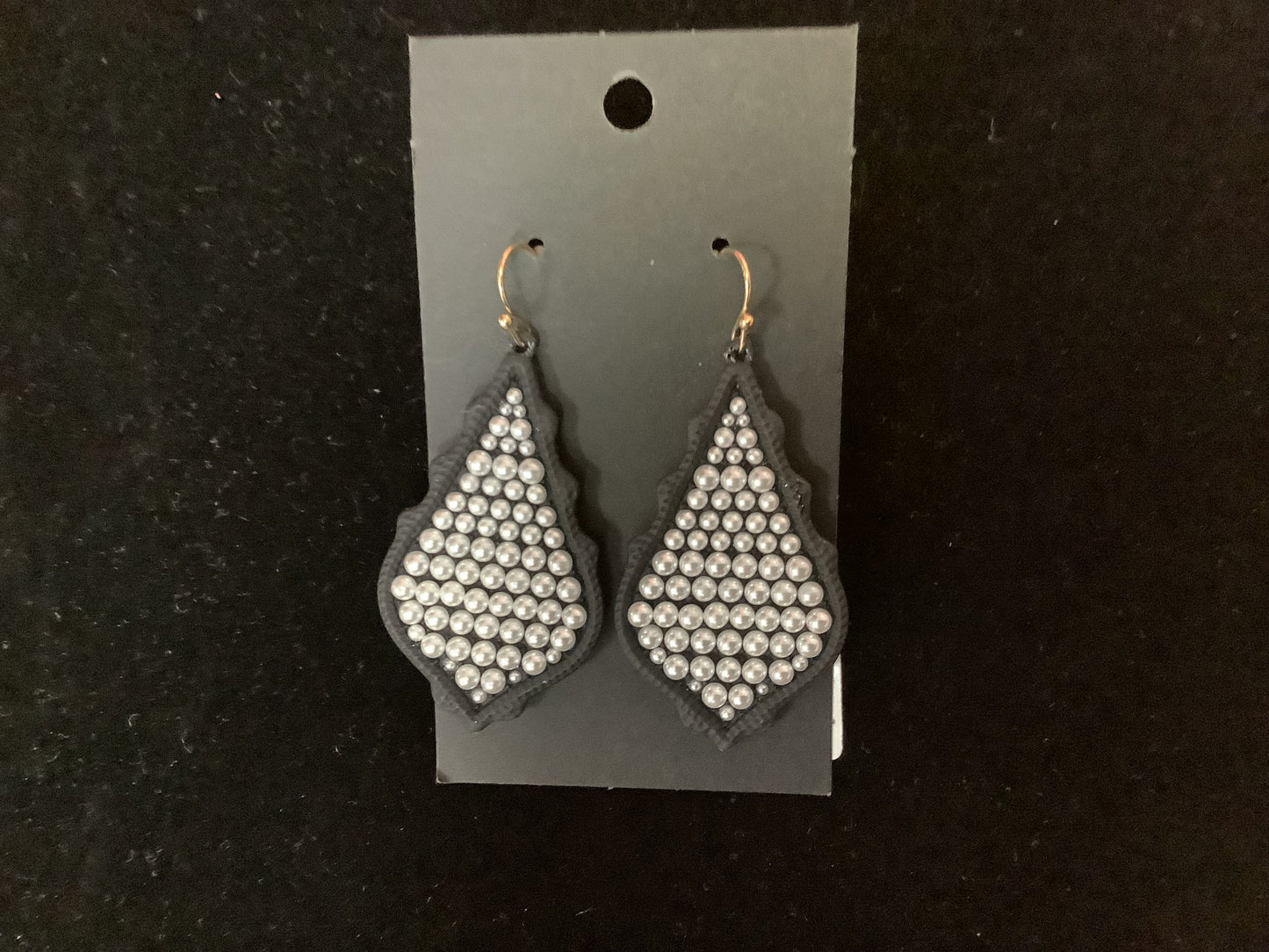 Black with White Pearls Earrings