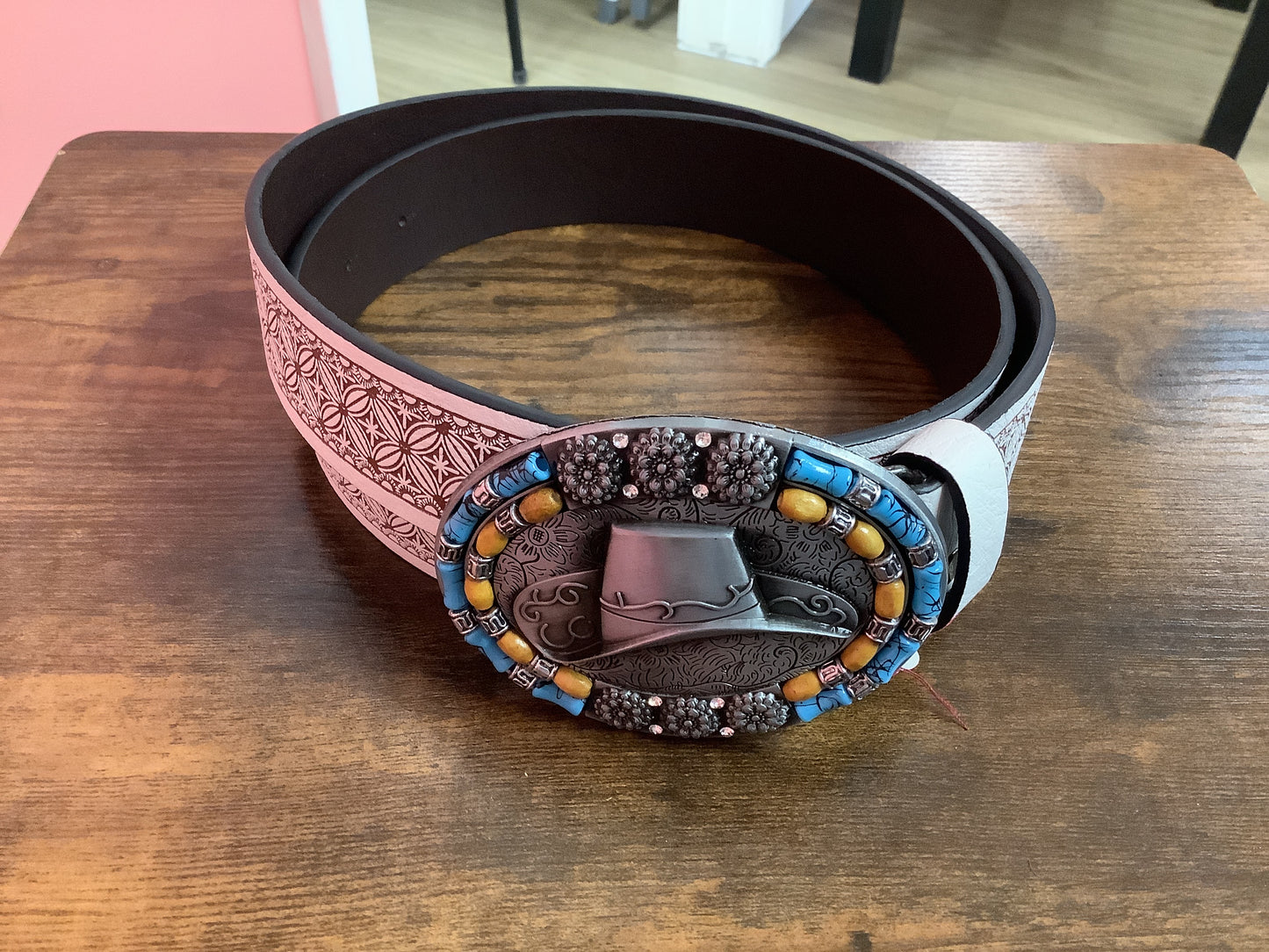 Ladies White Western Belt