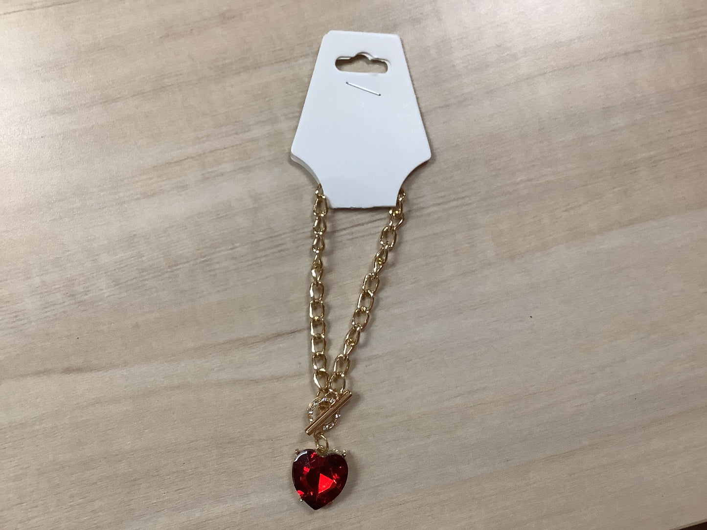 Gold Red Heart Bracelet