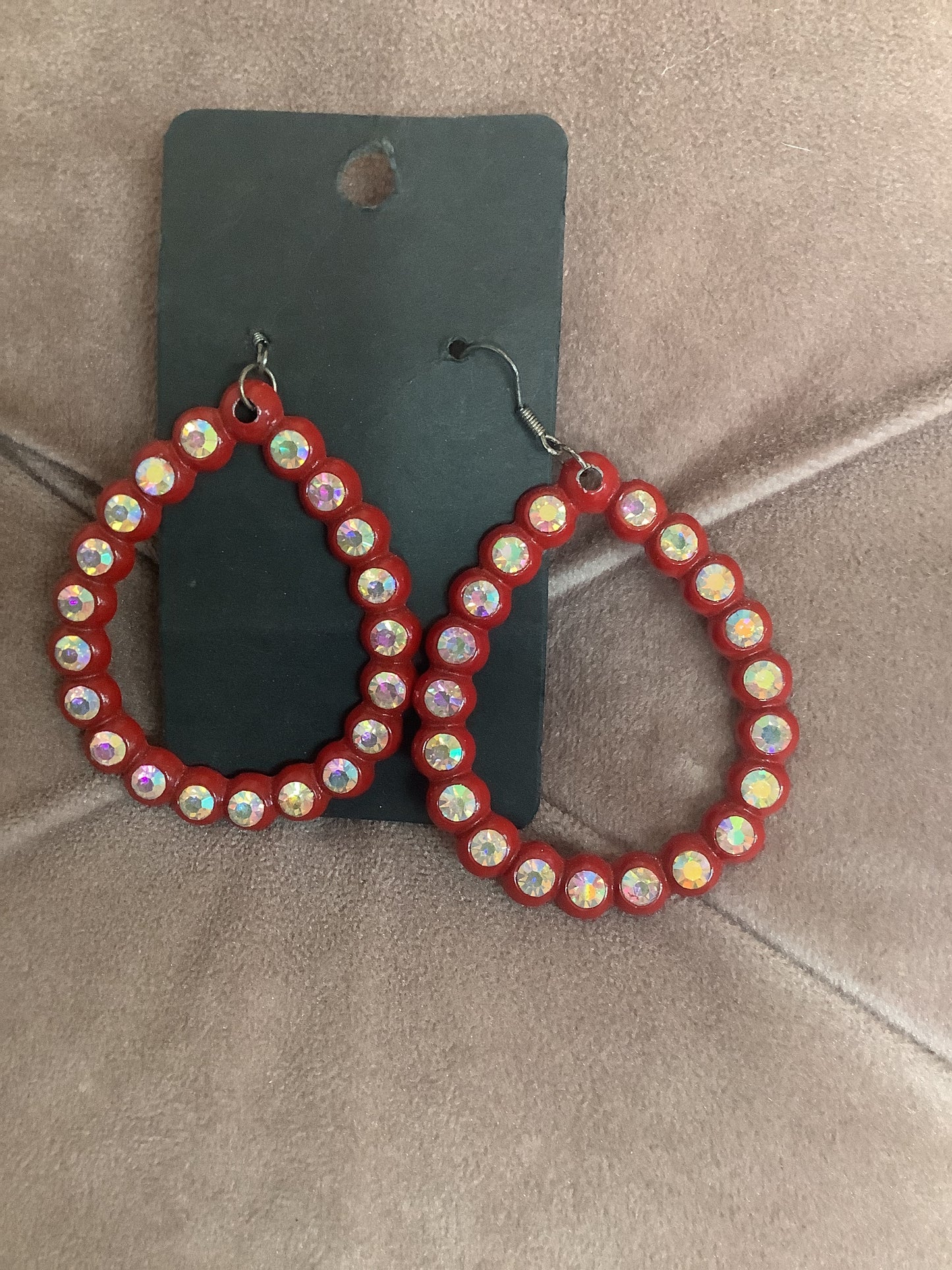 Red Rhinestone Earrings