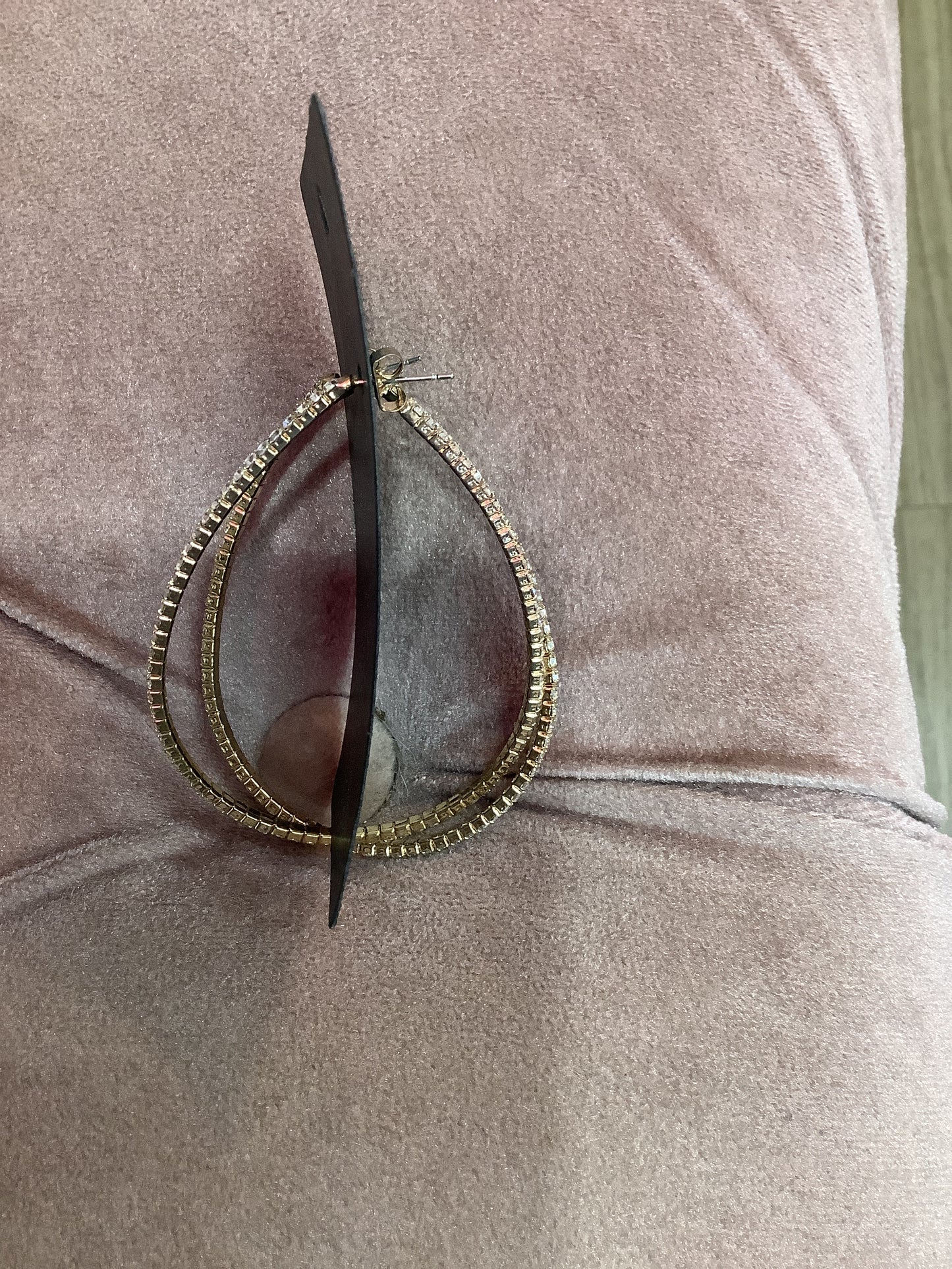 Gold Hoop Rhinesone Earrings