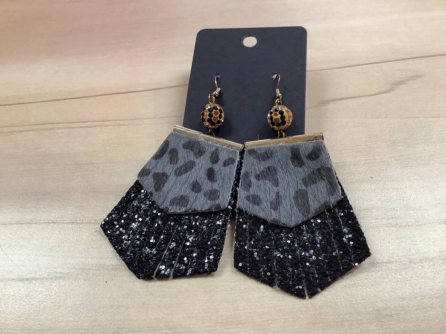 Black cheetah Dangle Earrings