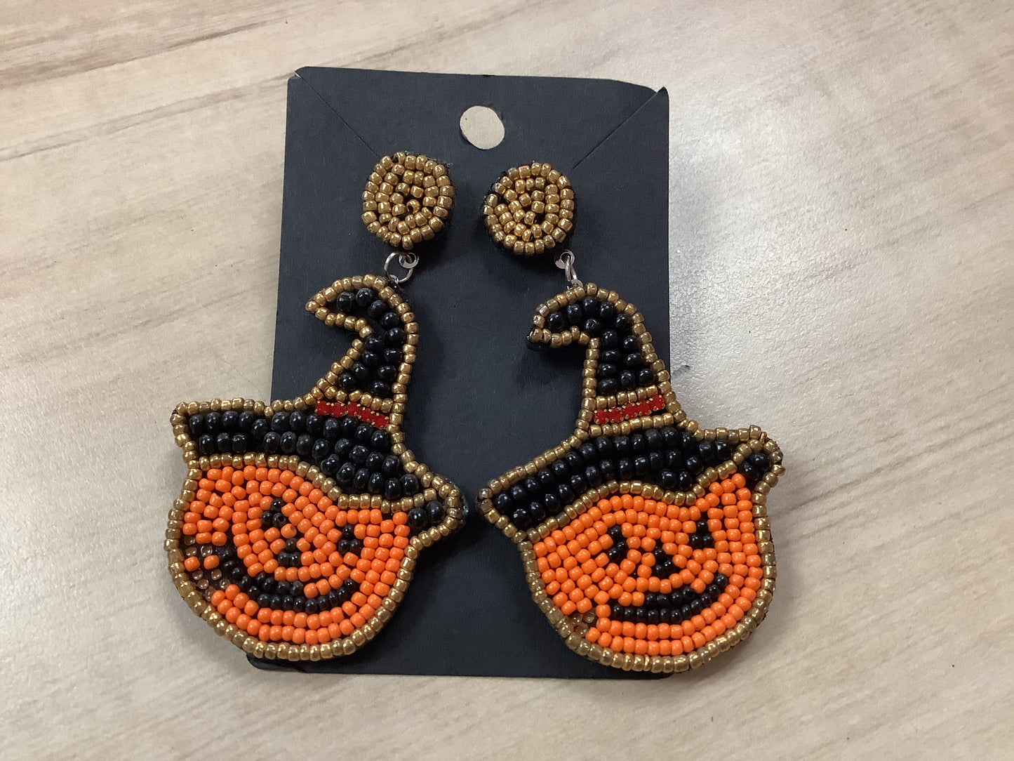 Witch Hat Beaded Pumpkin Earrings