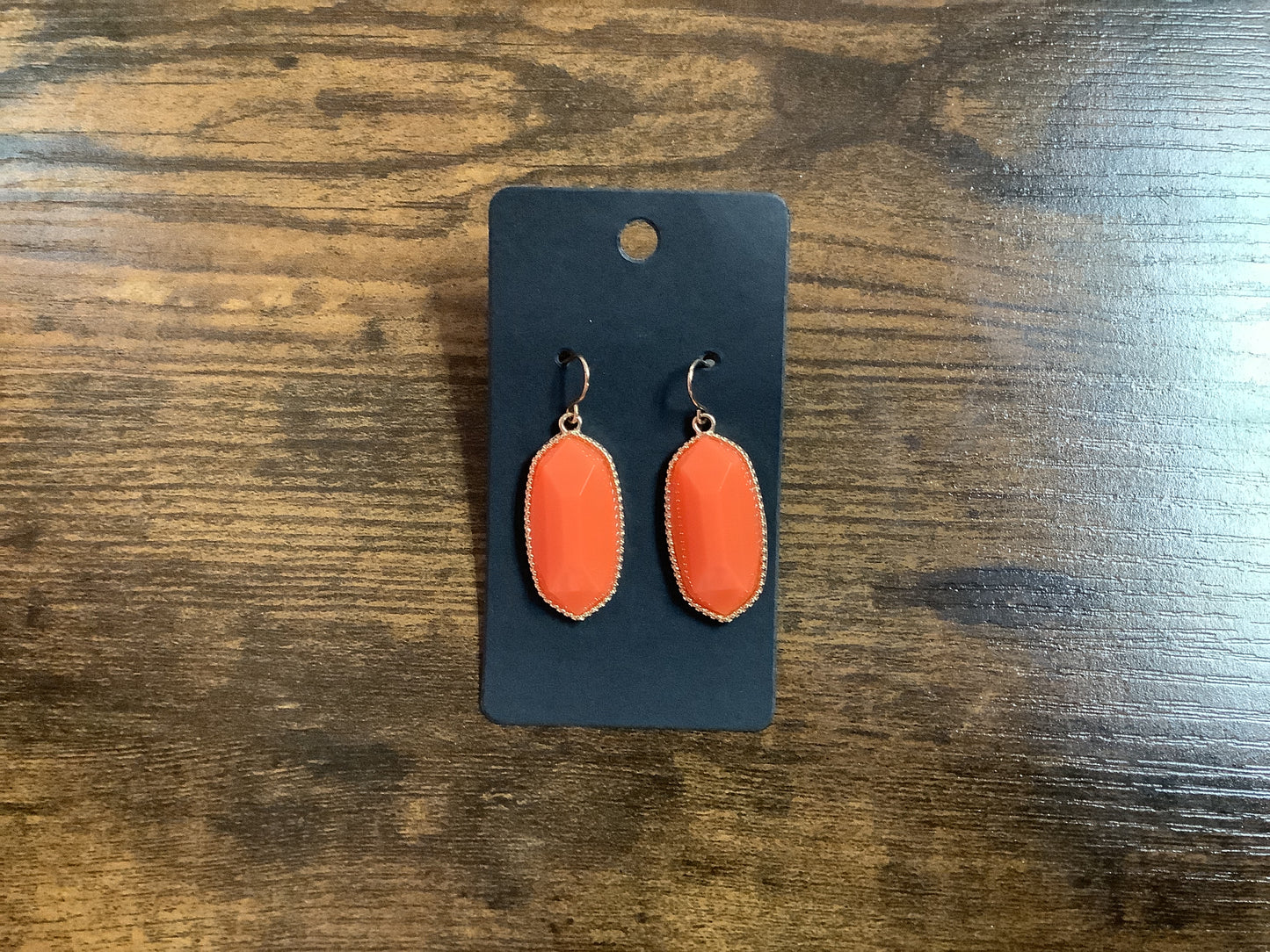 Dark Orange Oval Earrings