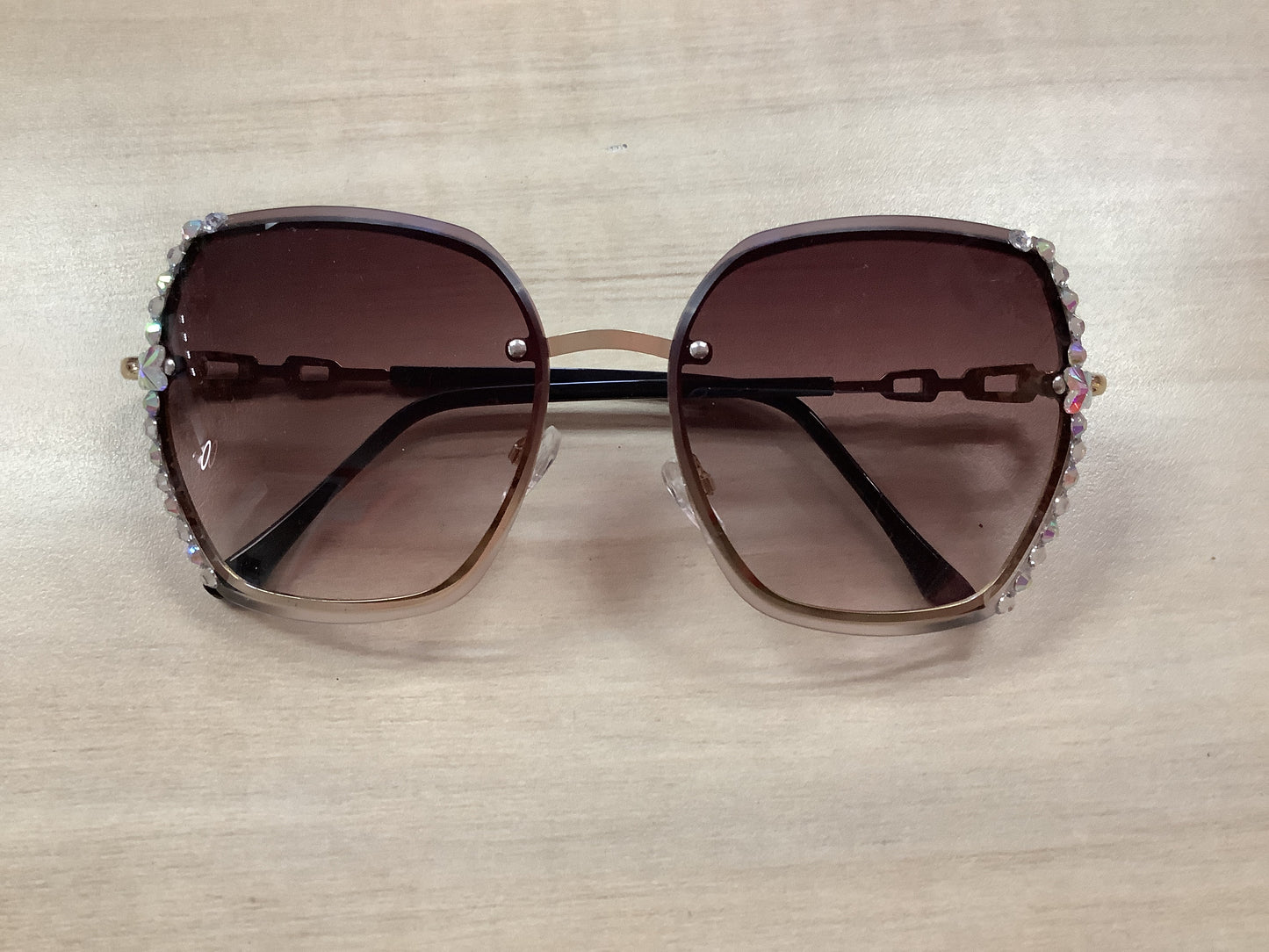 Sun glasses gold bling frame black tint