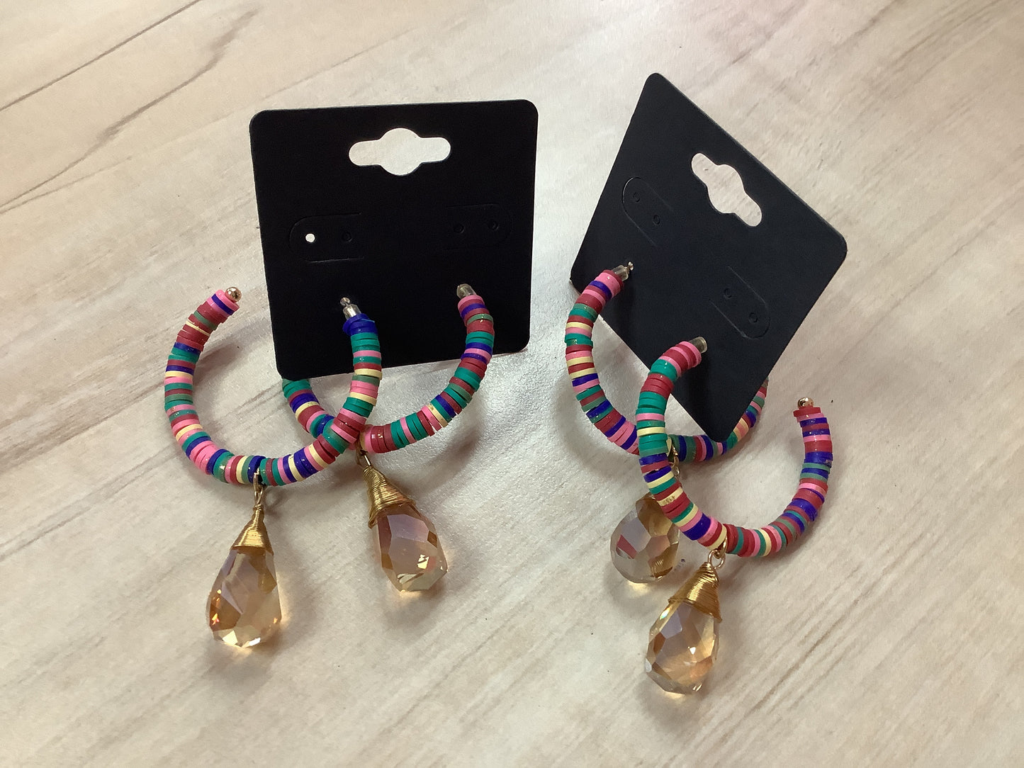 Multi Colored Earrings with Gold Stone