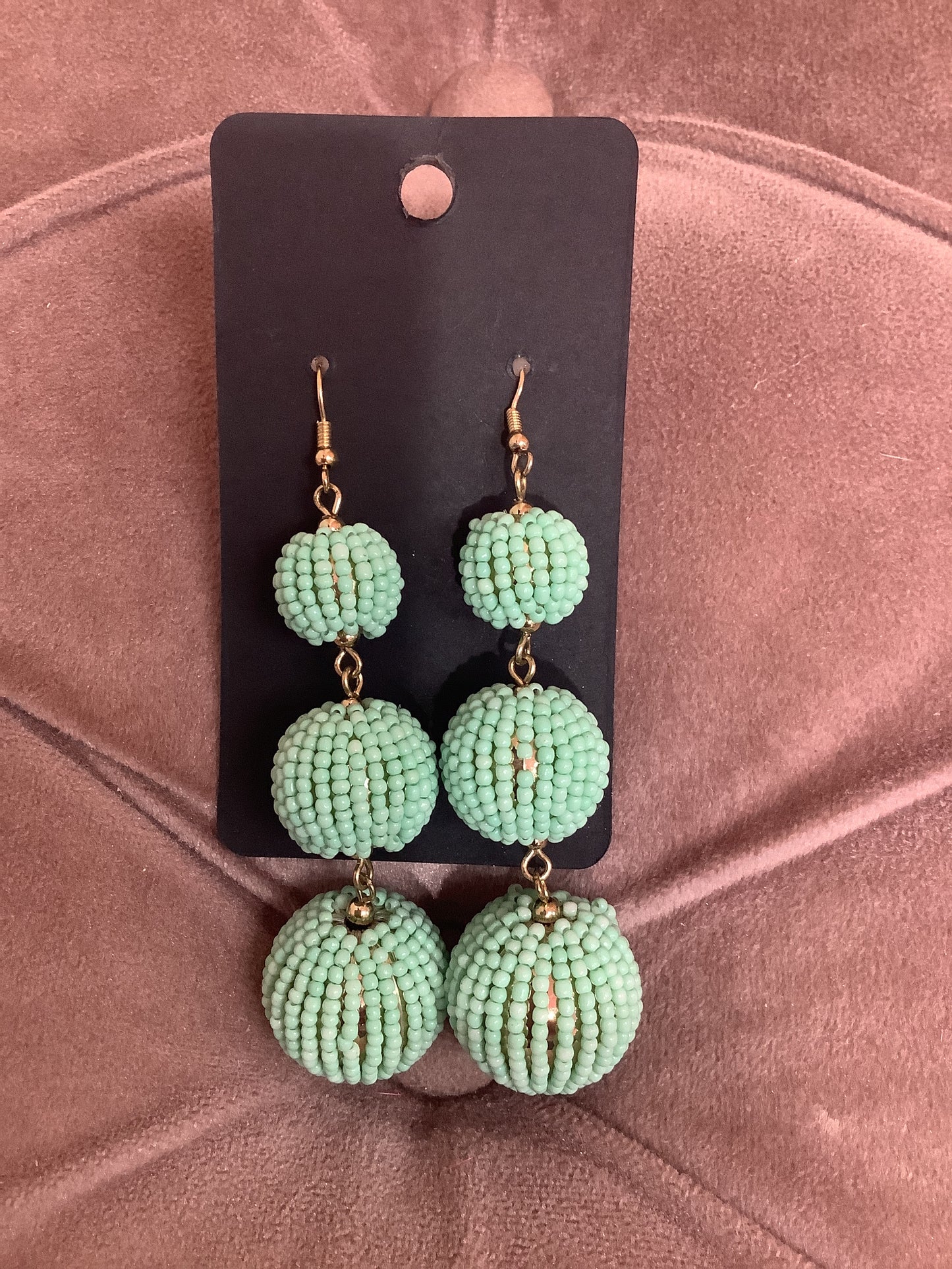 Green Long Earrings