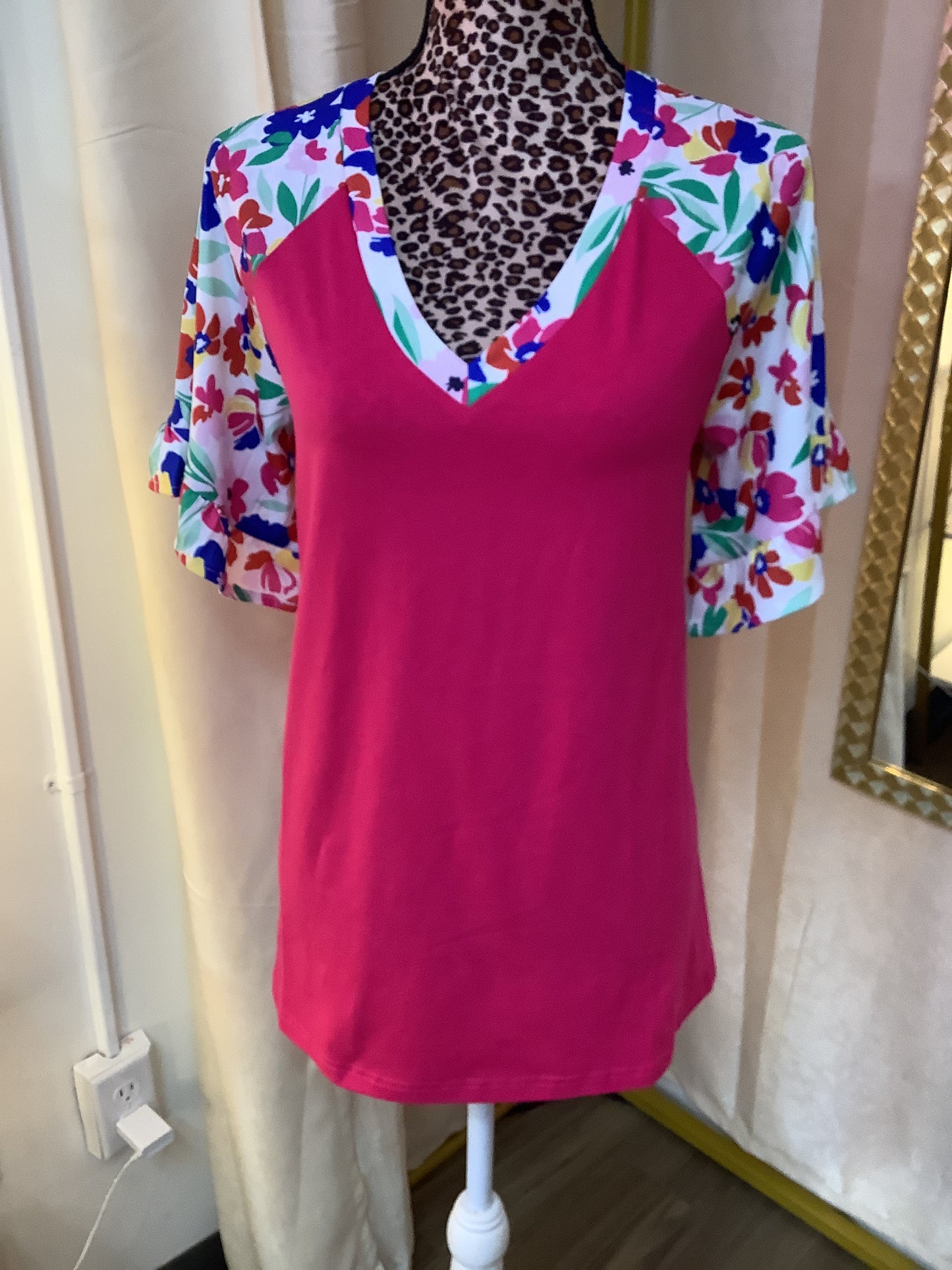 Pink with floral sleeve Blouse